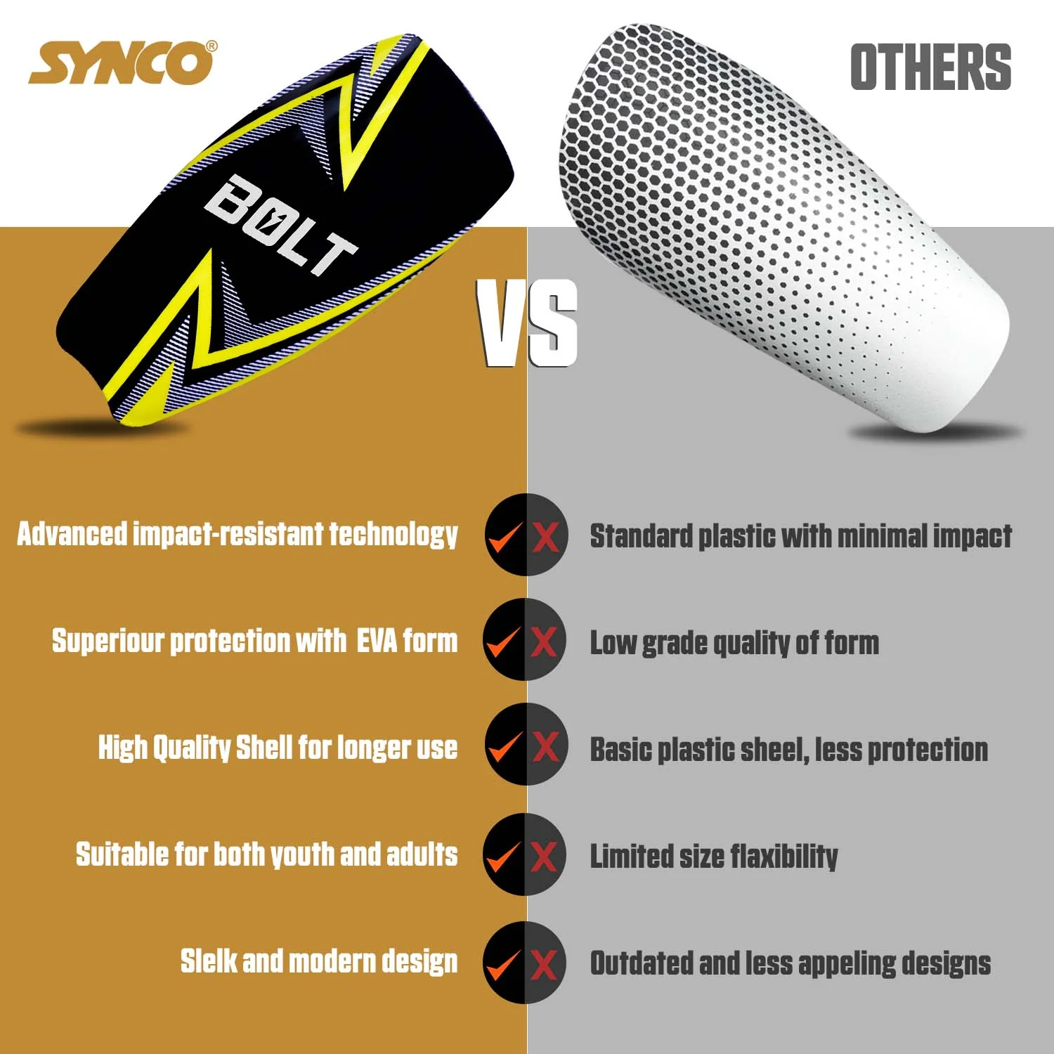 Synco Bolt Slipin Shin Guard Medium Size - Image 6