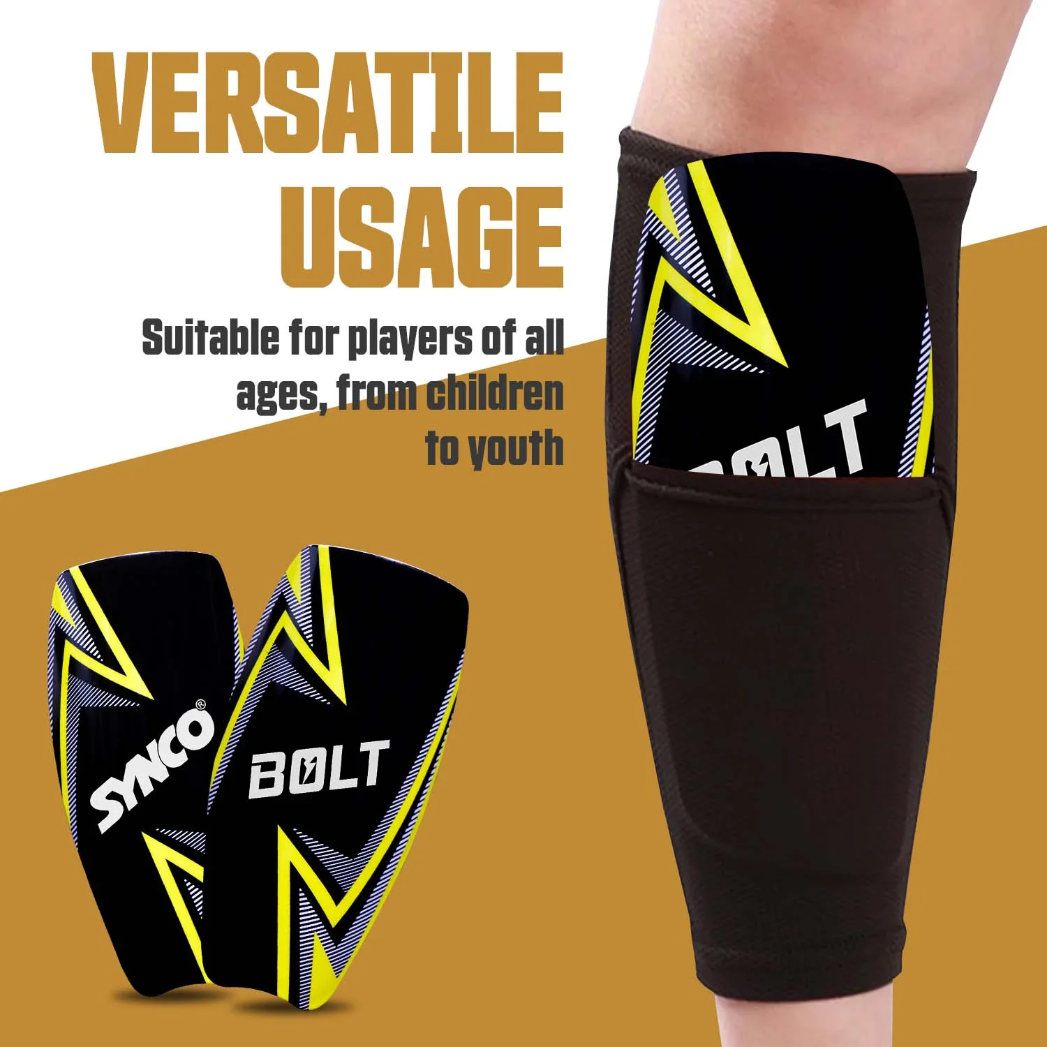 Synco Bolt Slipin Shin Guard Medium Size - Image 7