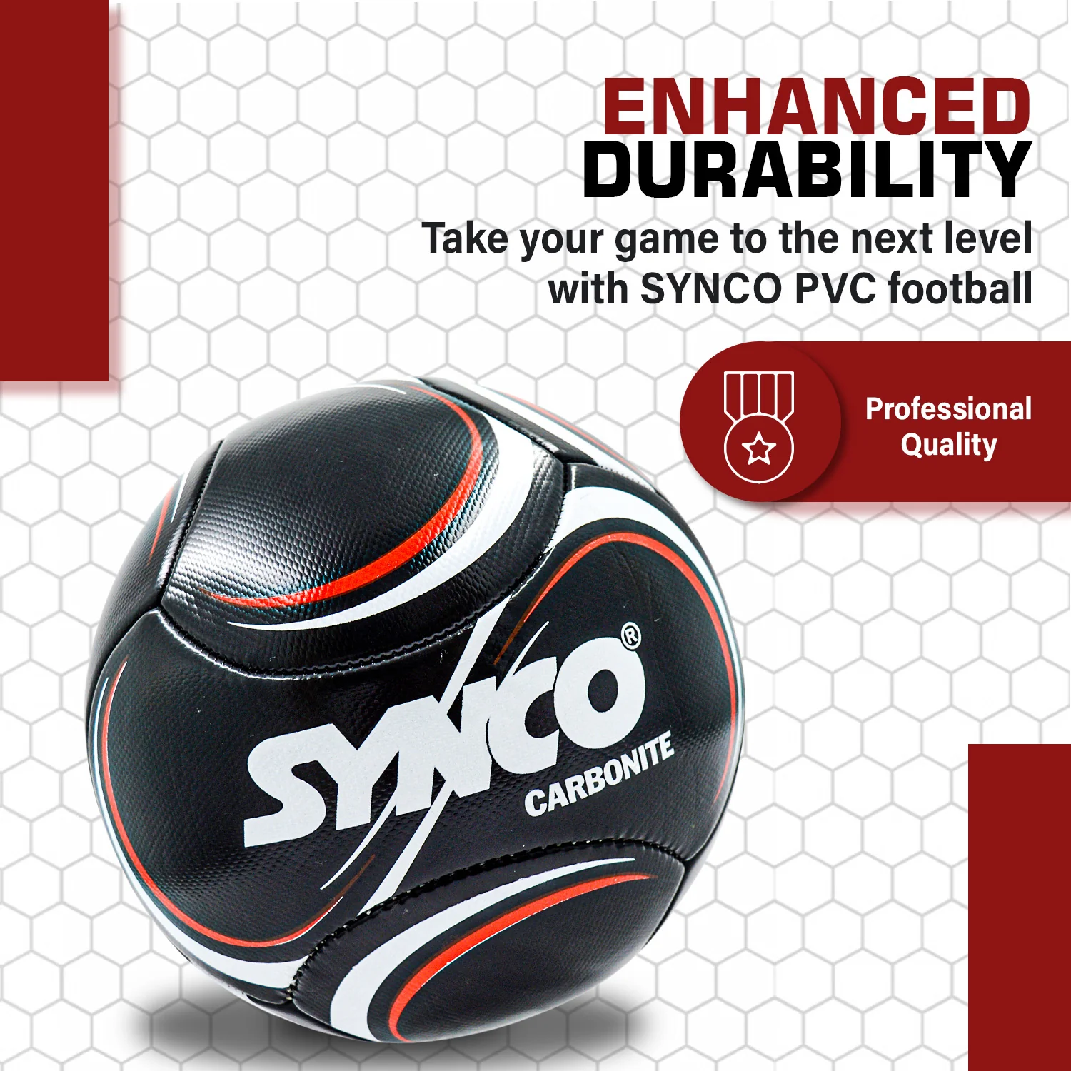 Synco Carbonite Football | PVC Machine Stitched | Training Football | Size 5 - Image 3