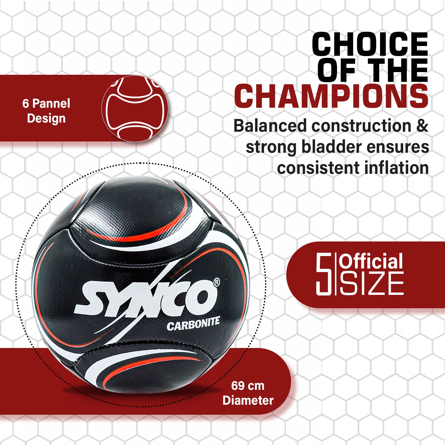 Synco Carbonite Football | PVC Machine Stitched | Training Football | Size 5 - Image 5