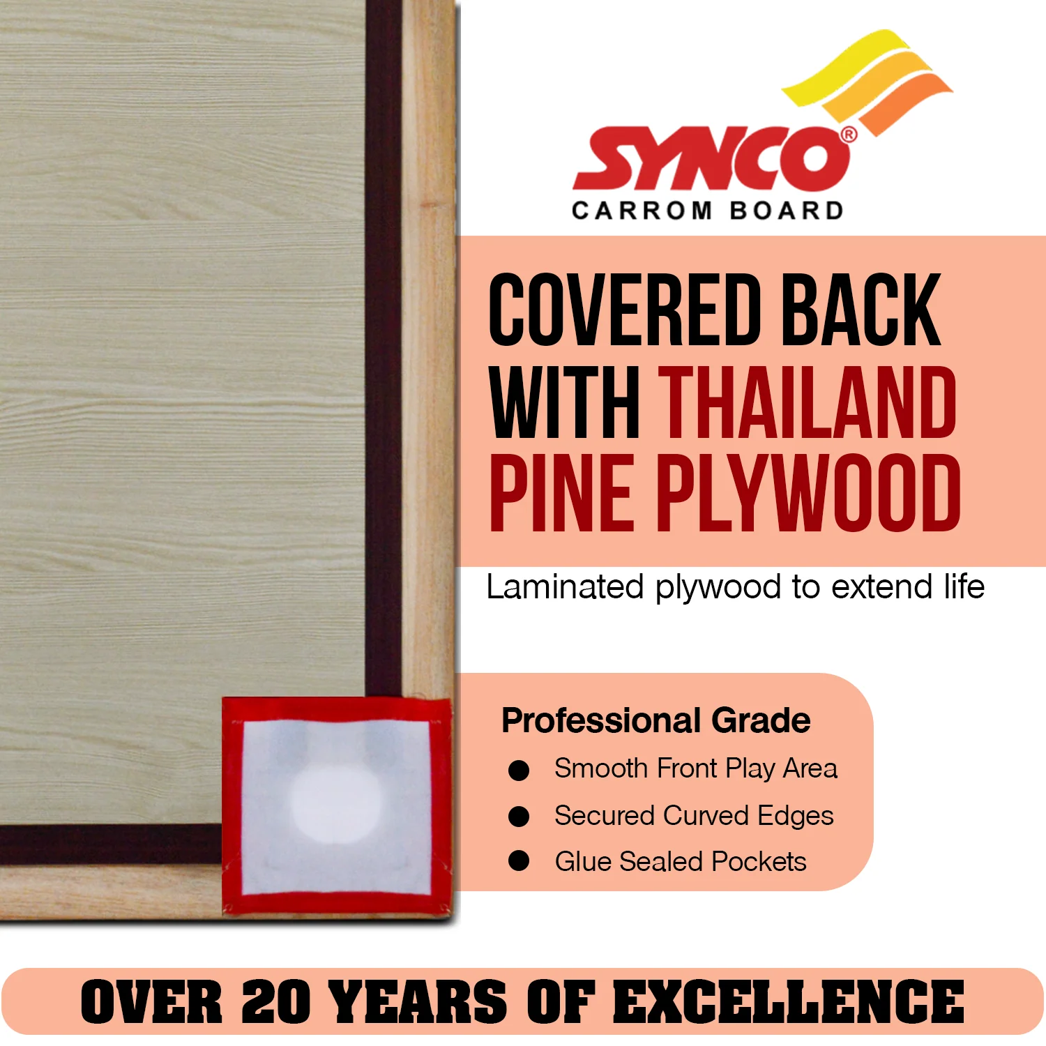 Synco Carrom Board 32 Inch Mango series | Pro Training Carrom Board - Image 5