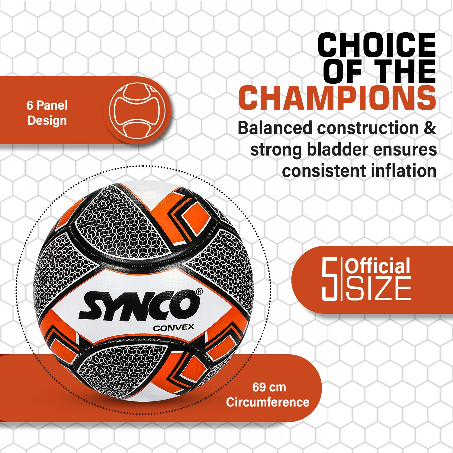 Synco Convex Football | Training Football | PVC Machine Stitched | Soccer Ball Size 5 - Image 5