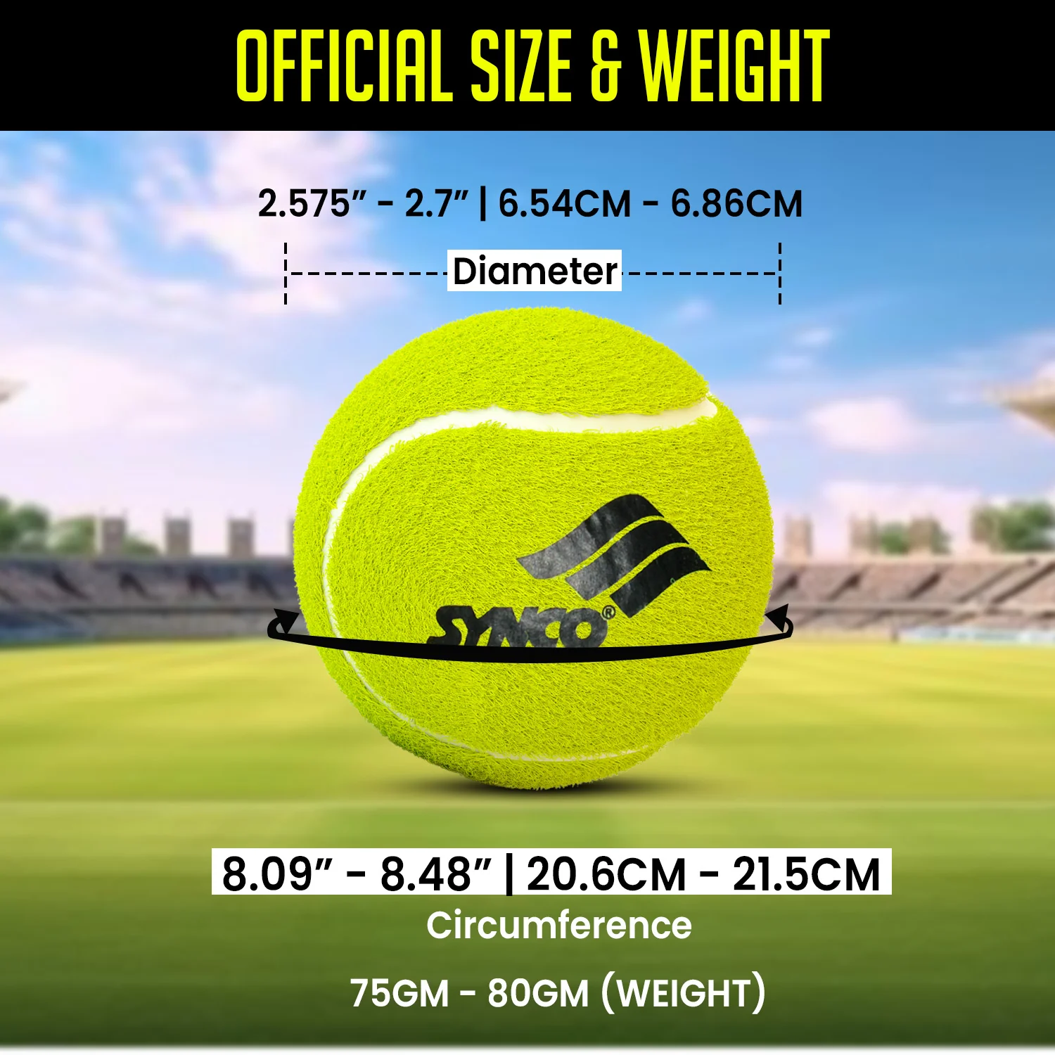 Synco Cricket Tournament Rubber Tennis Ball | Combo Pack of 4 | Color-Neon (Heavy Tennis Balls) - Image 3
