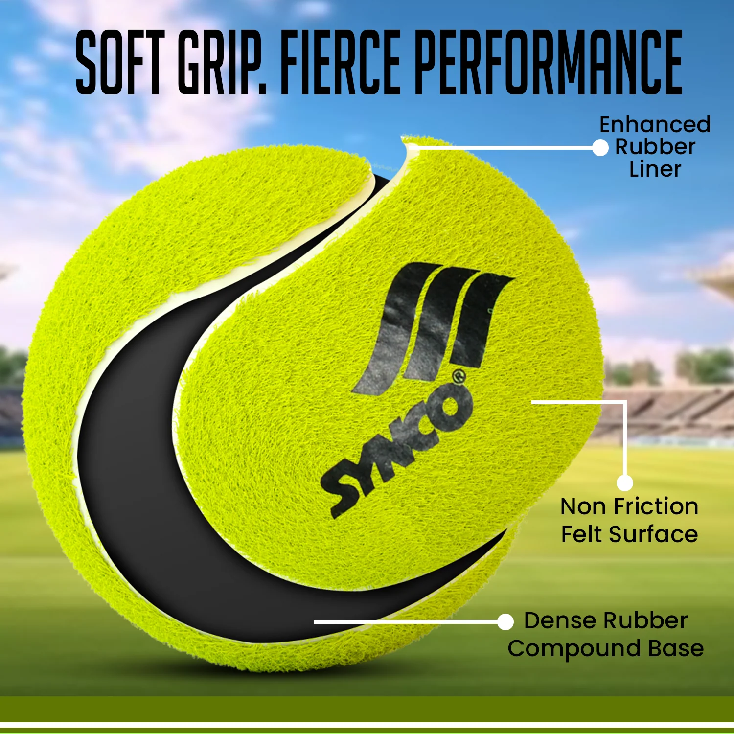 Synco Cricket Tournament Rubber Tennis Ball | Combo Pack of 4 | Color-Neon (Heavy Tennis Balls) - Image 6