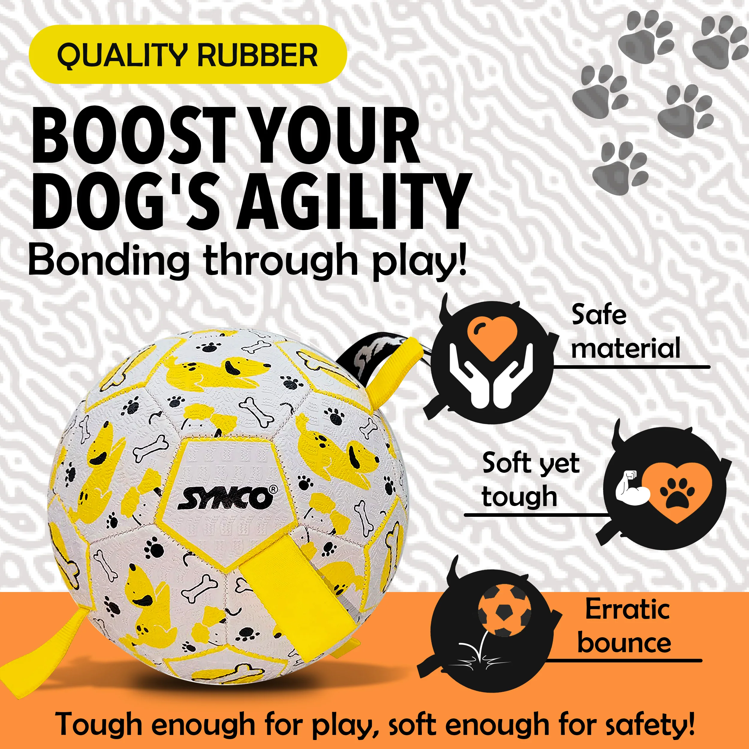 Synco Dog Football Graphic Yellow with Holding Loops - Image 3
