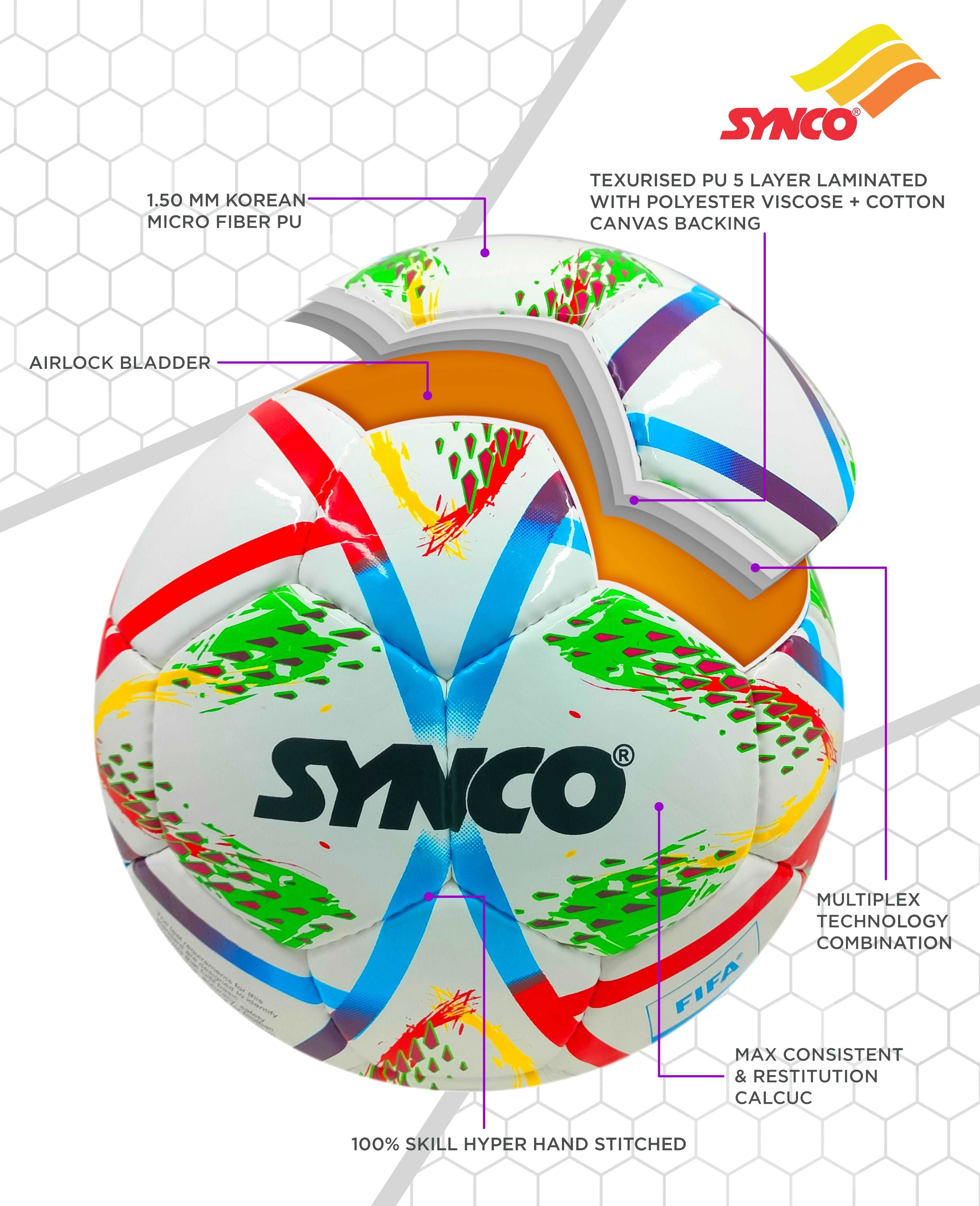 Synco FIFA Approved Football | Professional Football for Matches | Water Resistant | Size- 5 - Image 4