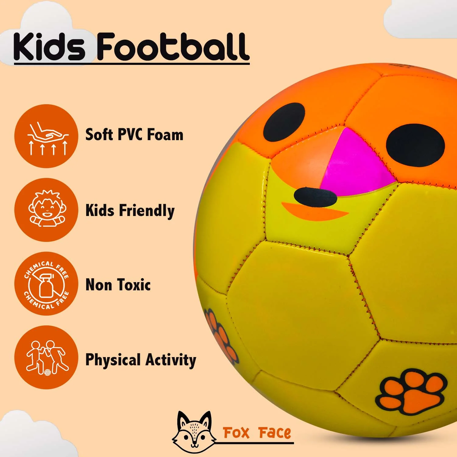 Synco Kids Football | Fox Faced Soft PVC Material | For Indoor & Outdoor Gameplay | Size-3 - Image 4