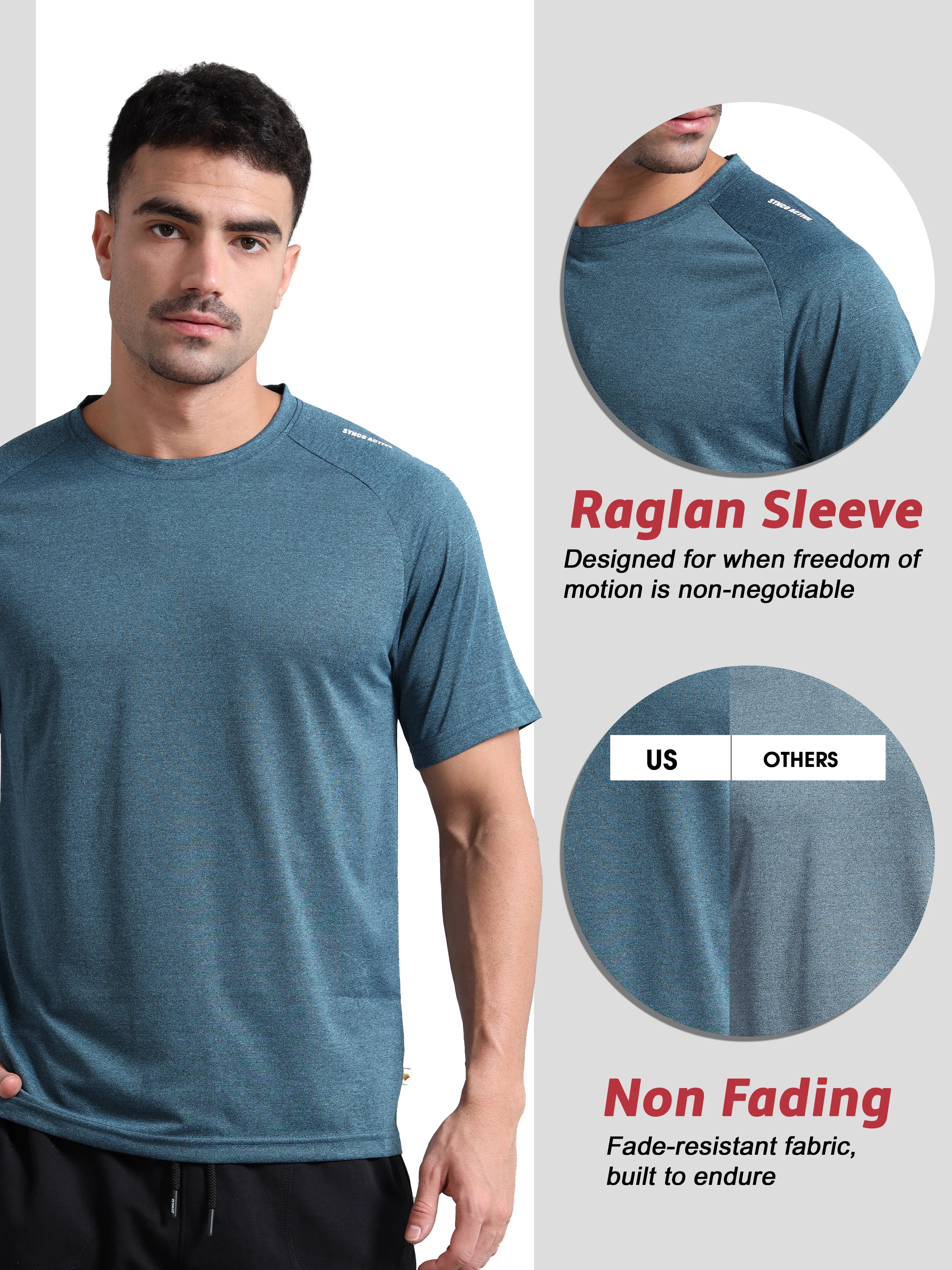 Synco Fusion Sports Tshirt for Men(Blue) -Ideal for Running,Gym - Image 5