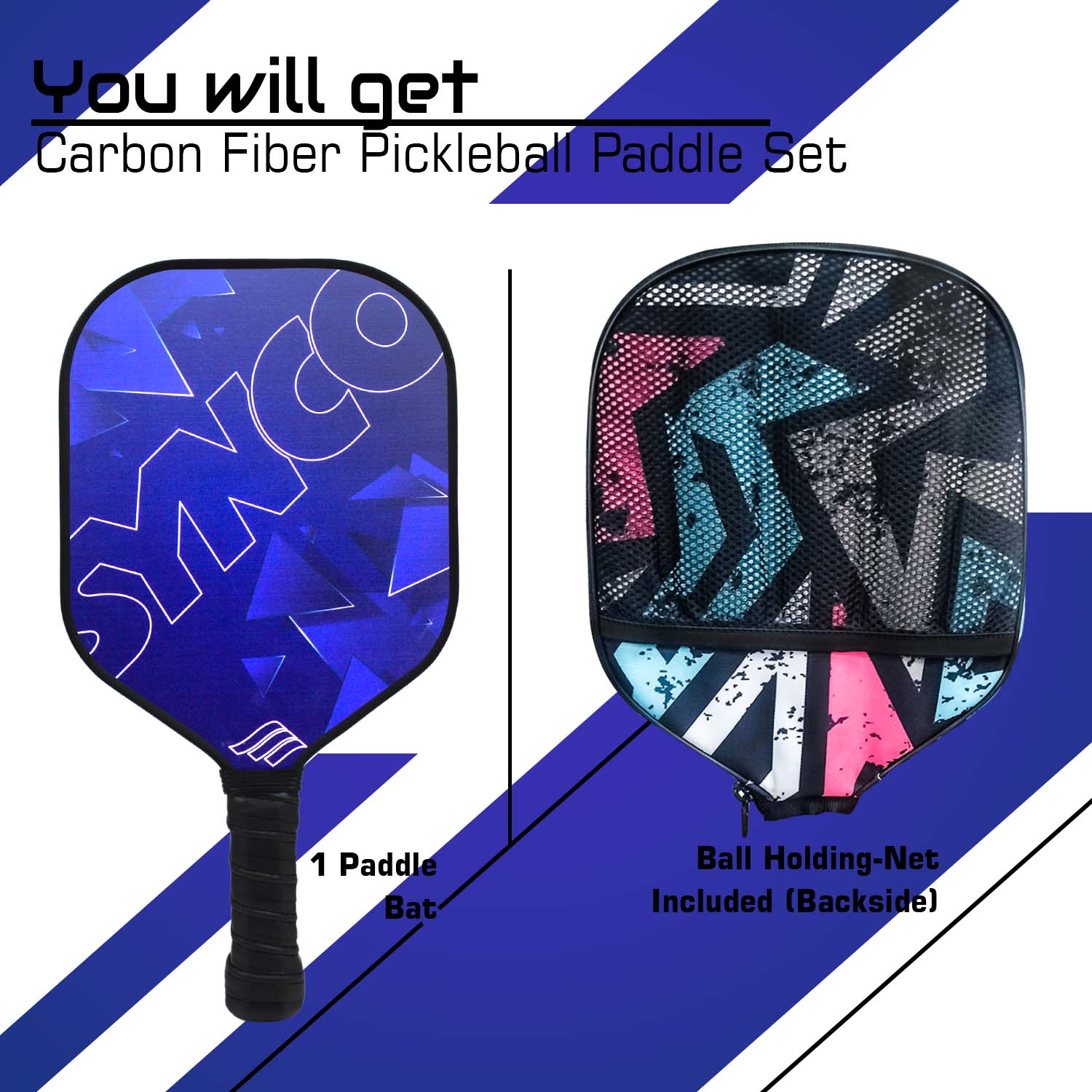 Synco Glory Carbon Fiber Pickleball Paddle | High Performance Pickleball Racket with Free Cover Bag - Image 2
