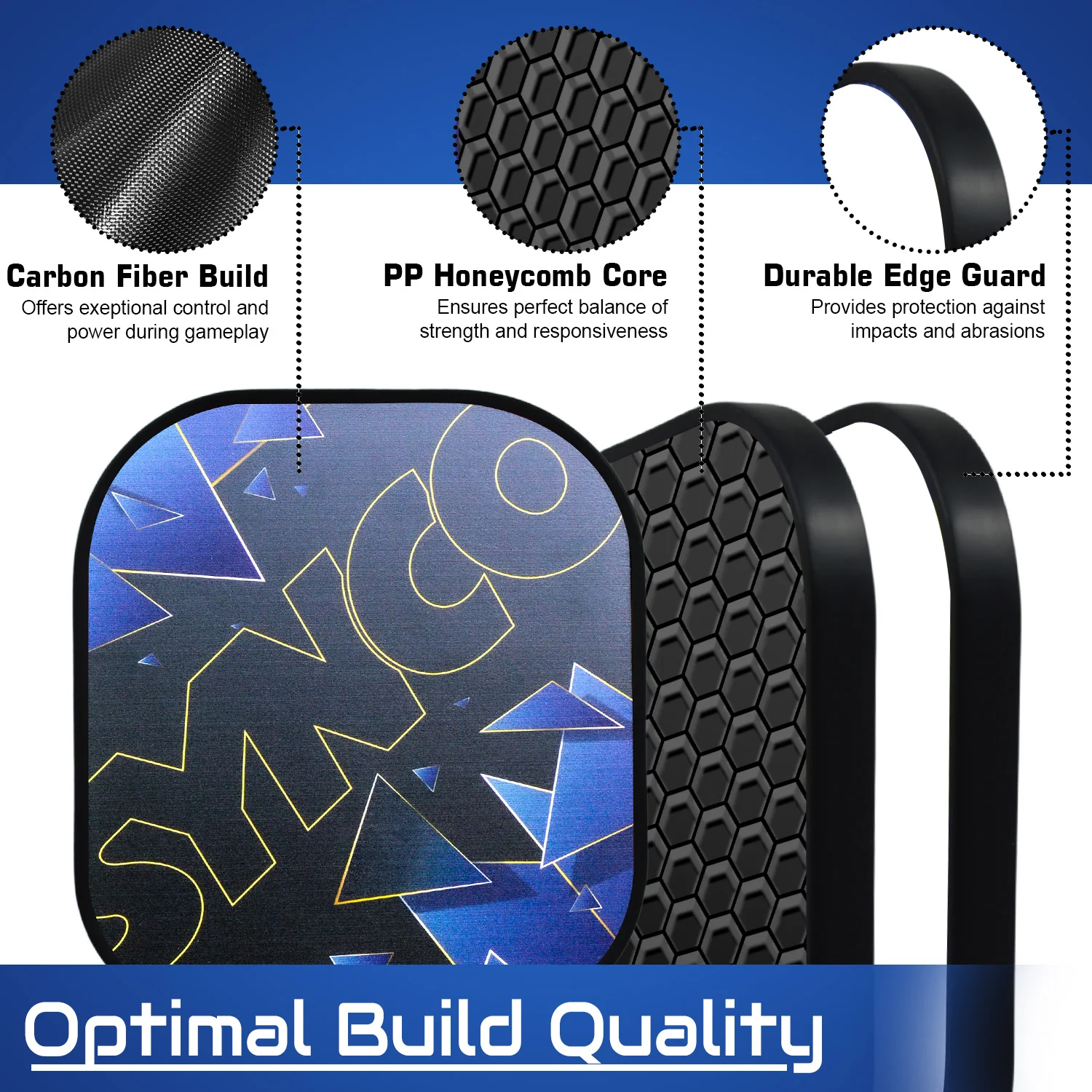 Synco Glory Carbon Fiber Pickleball Paddle Set | 2 Racket, 4 Pickleballs with Carry Bag | 16mm Professional Paddle - Image 4