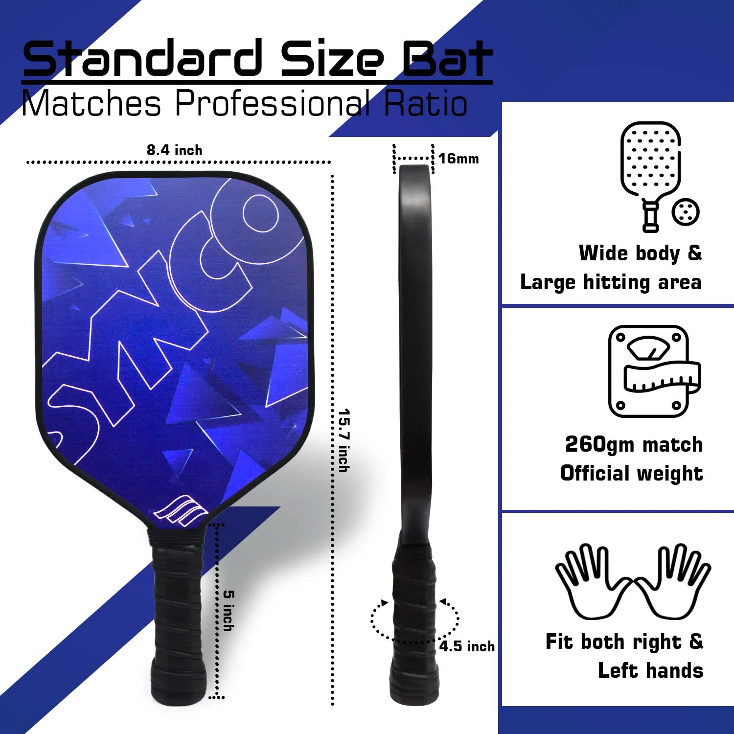 Synco Glory Carbon Fiber Pickleball Paddle Set | 2 Racket, 4 Pickleballs with Carry Bag | 16mm Professional Paddle - Image 5