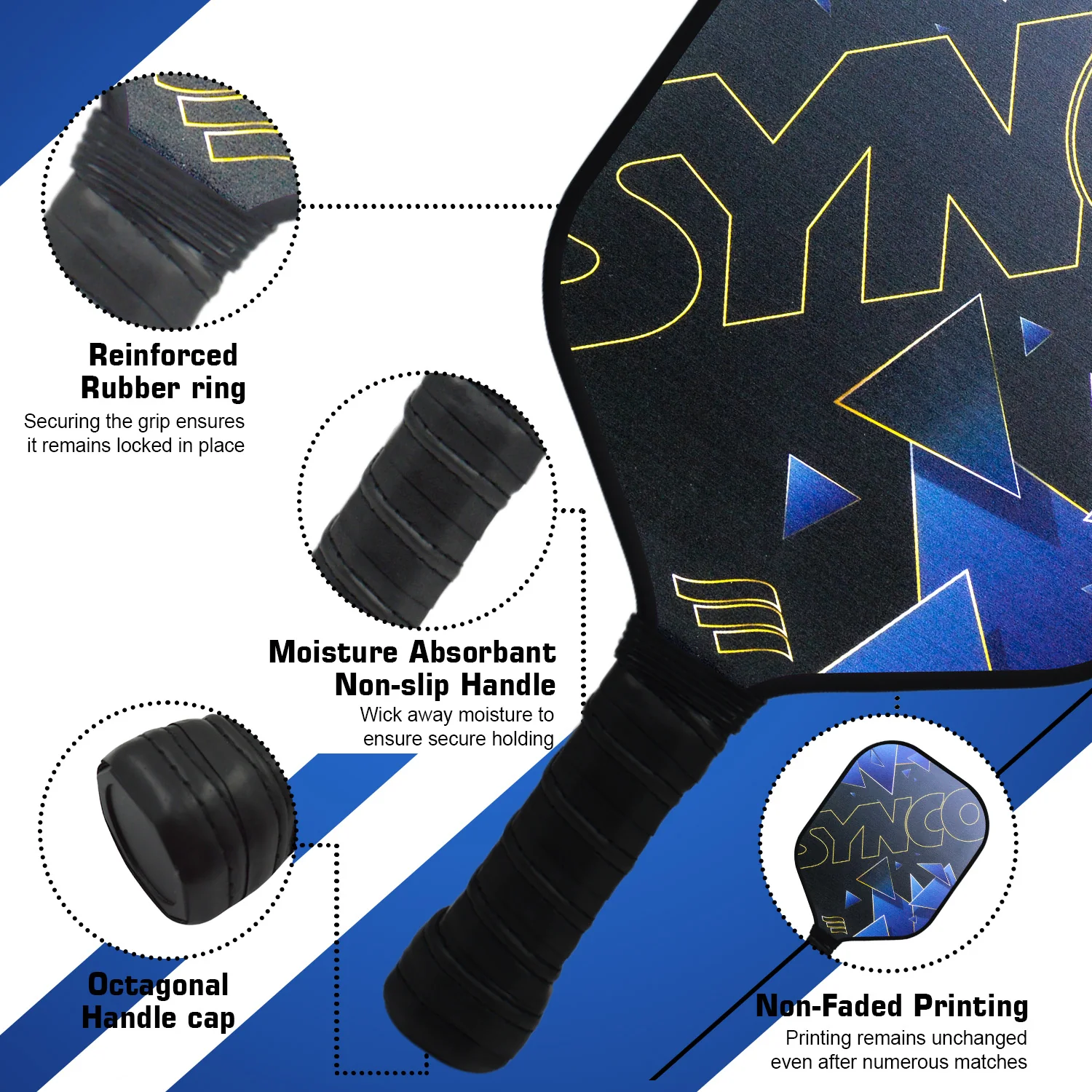 Synco Glory Carbon Fiber Pickleball Paddle Set | 1 Racket, 2 Pickleballs with Carry Bag | 16mm Professional Paddle - Image 3