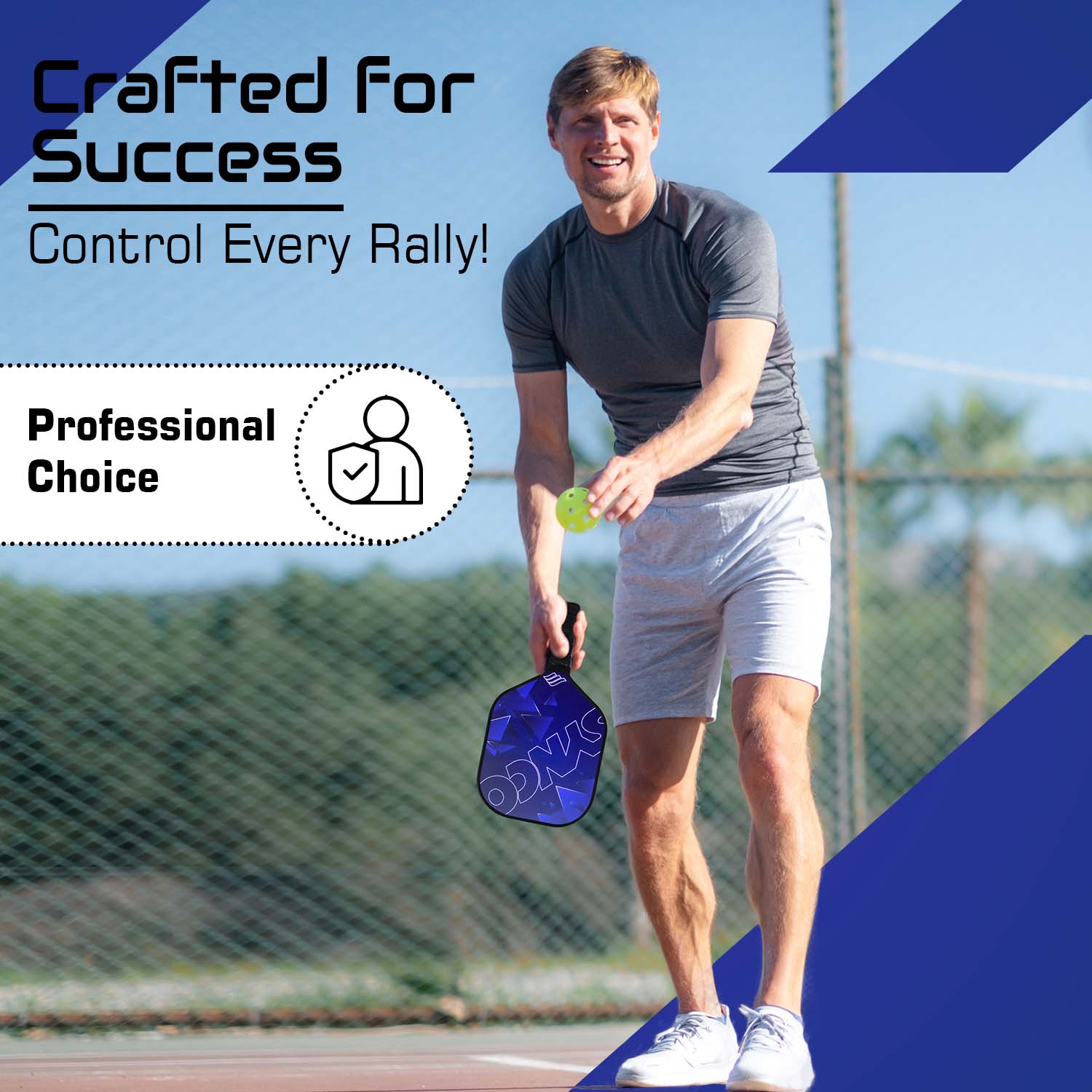 Synco Glory Carbon Fiber Pickleball Paddle Set | 1 Racket, 2 Pickleballs with Carry Bag | 16mm Professional Paddle - Image 7