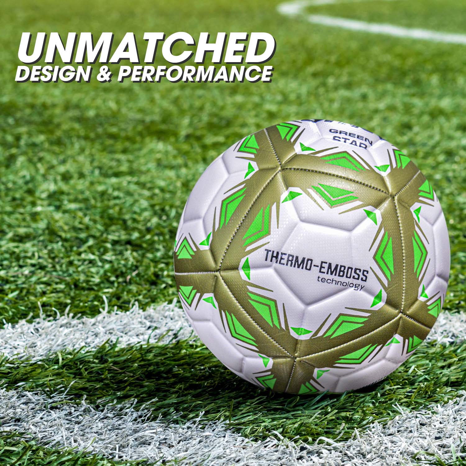Synco Green Star Embossed Football | Professional Match Ball | TPU Machine Stitched | Size-5 - Image 6