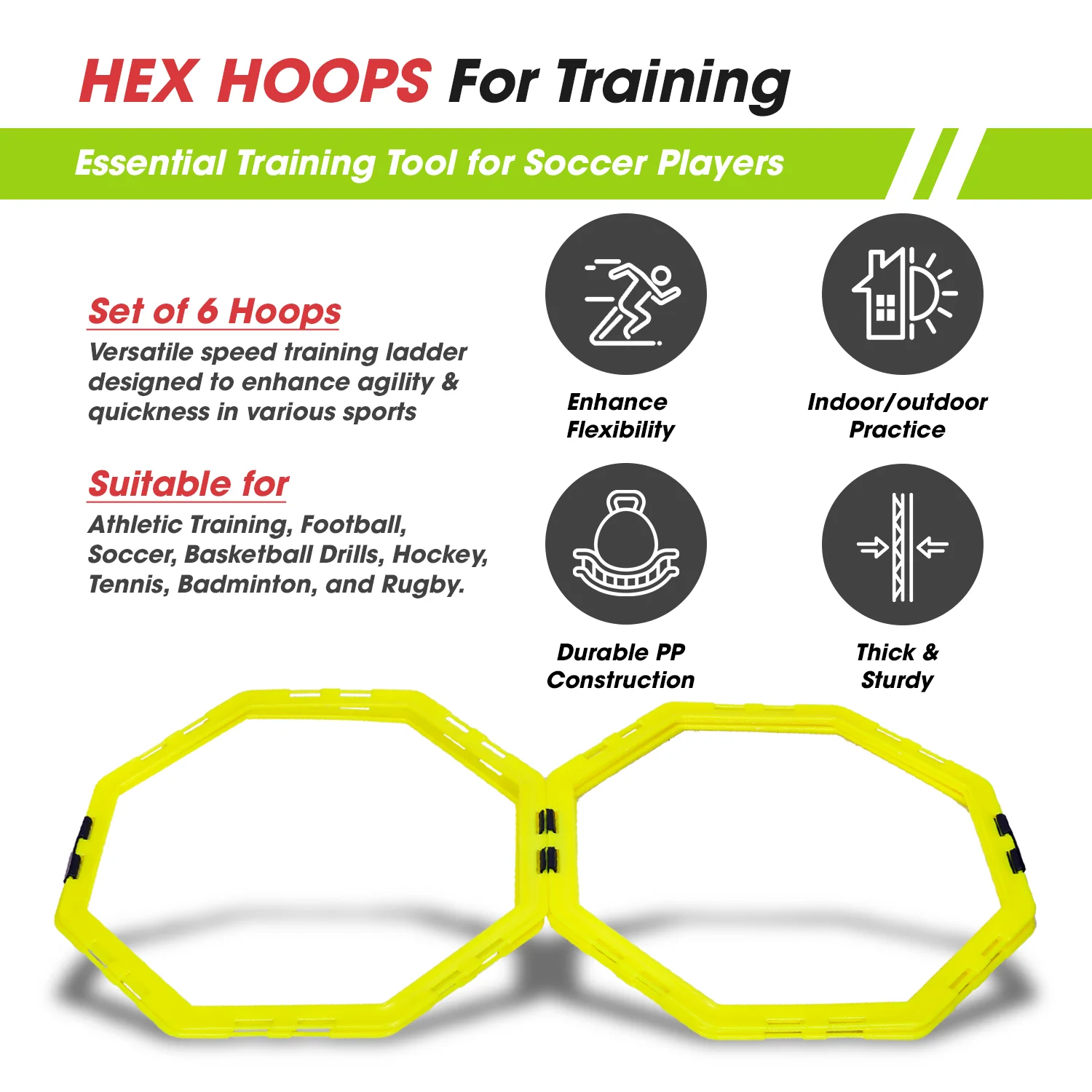 Synco Hex Hoop ring (Set of 6 ) Yellow - Image 3