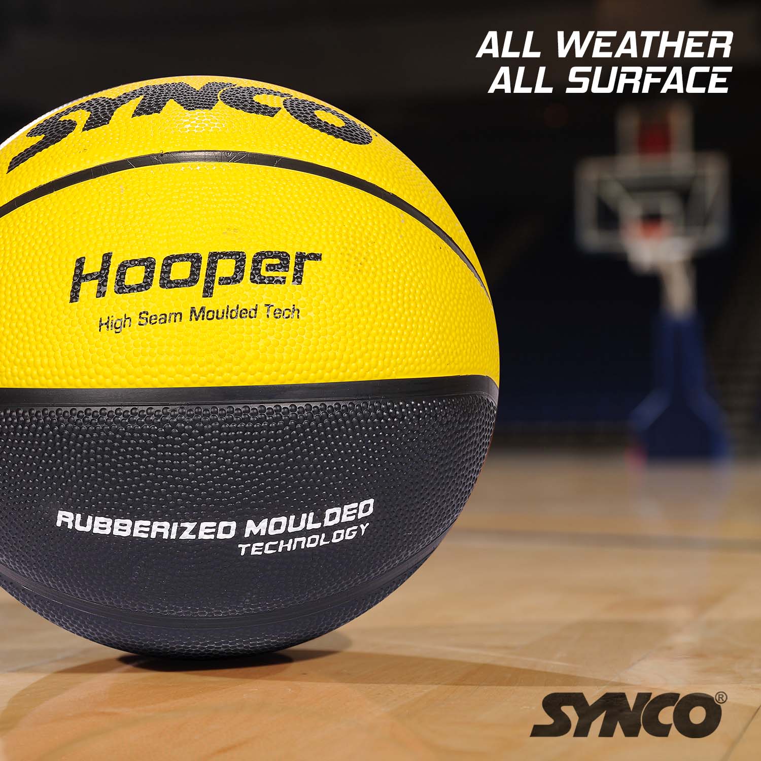 Synco Hooper Basketball (Size-5) Yellow-Black - Image 5