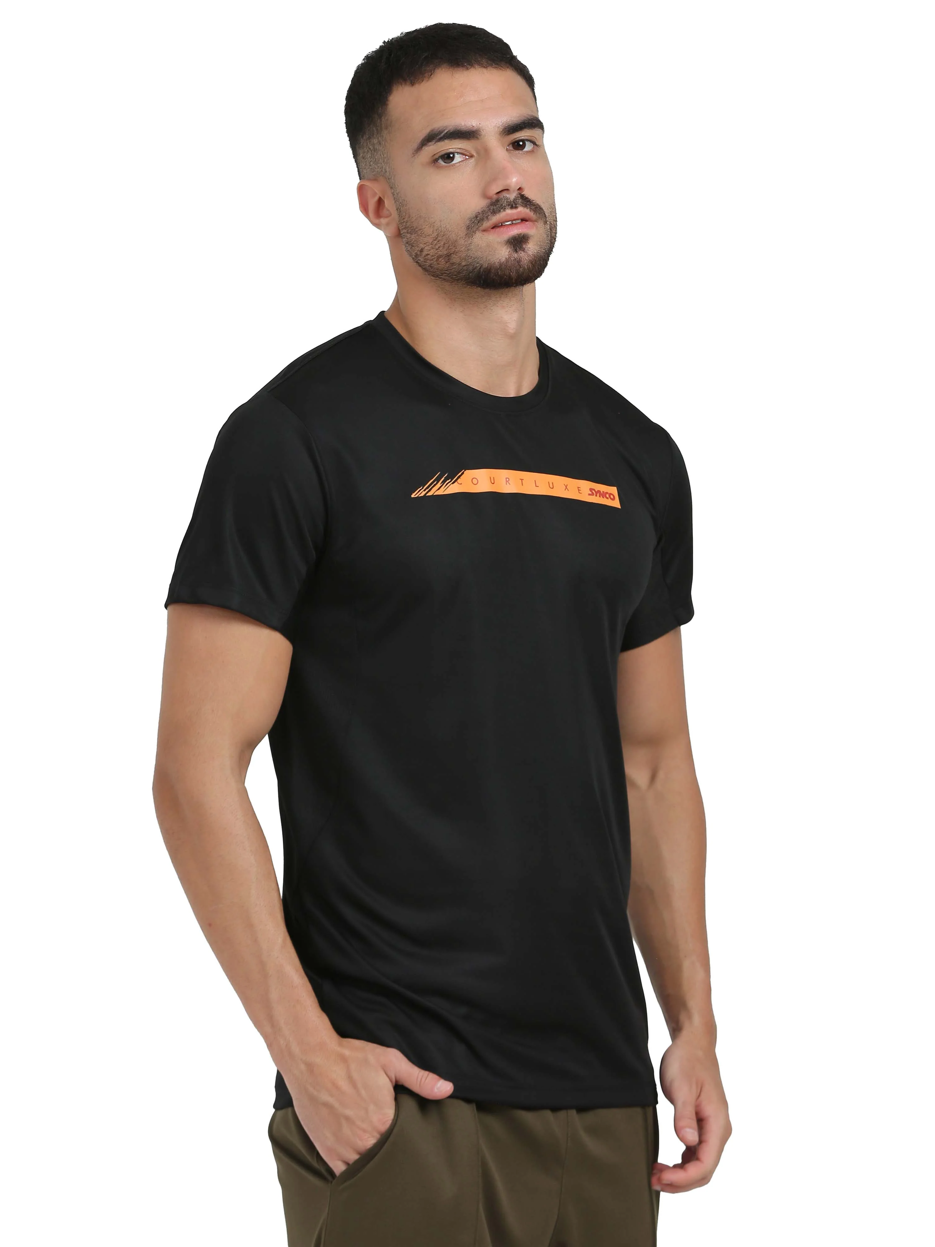 Synco Luxe Performance Sports Tshirt for Men(Black) - Image 3