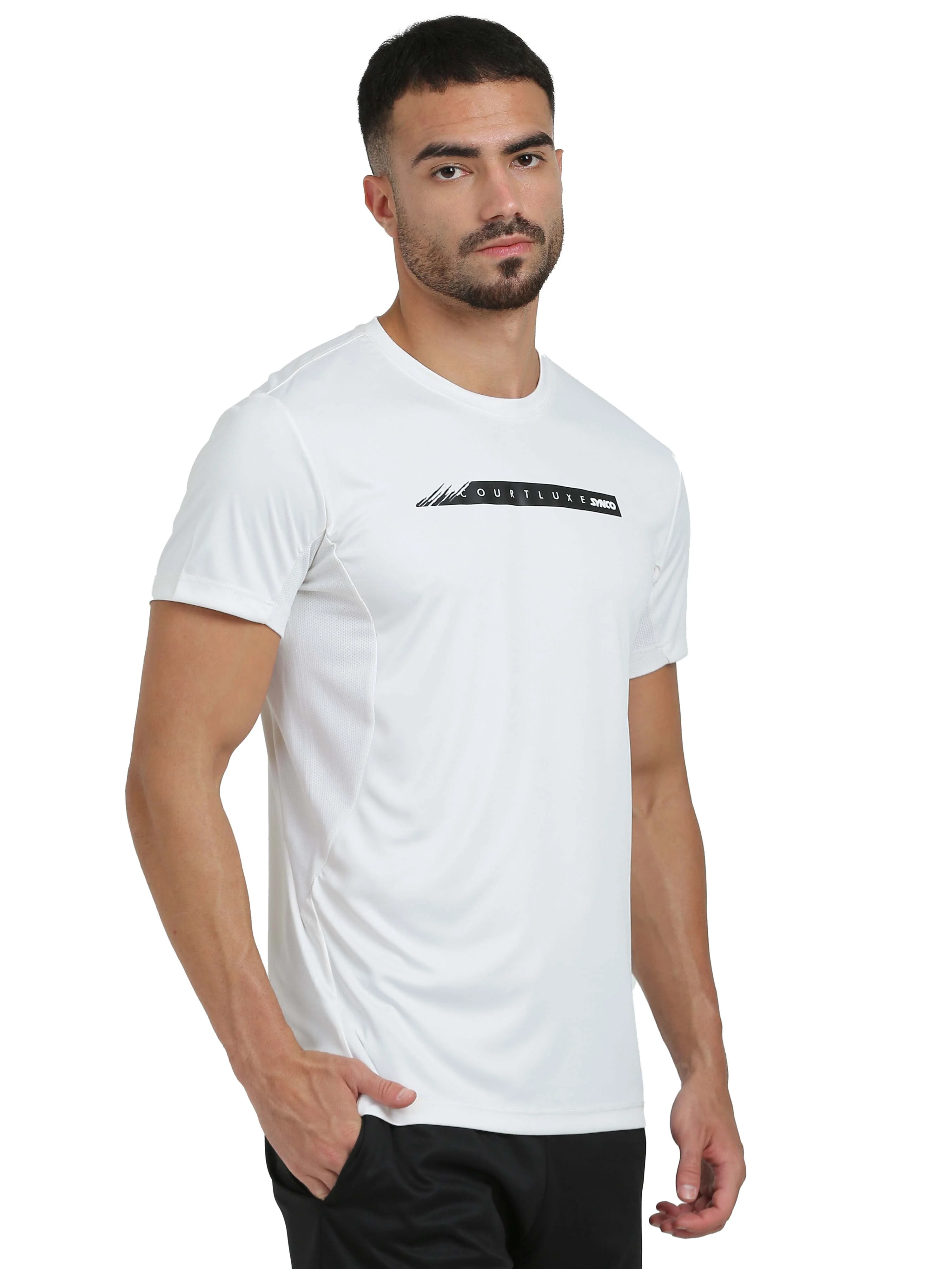 Synco Luxe Performance Sports T-shirt for Men(White) - Image 4