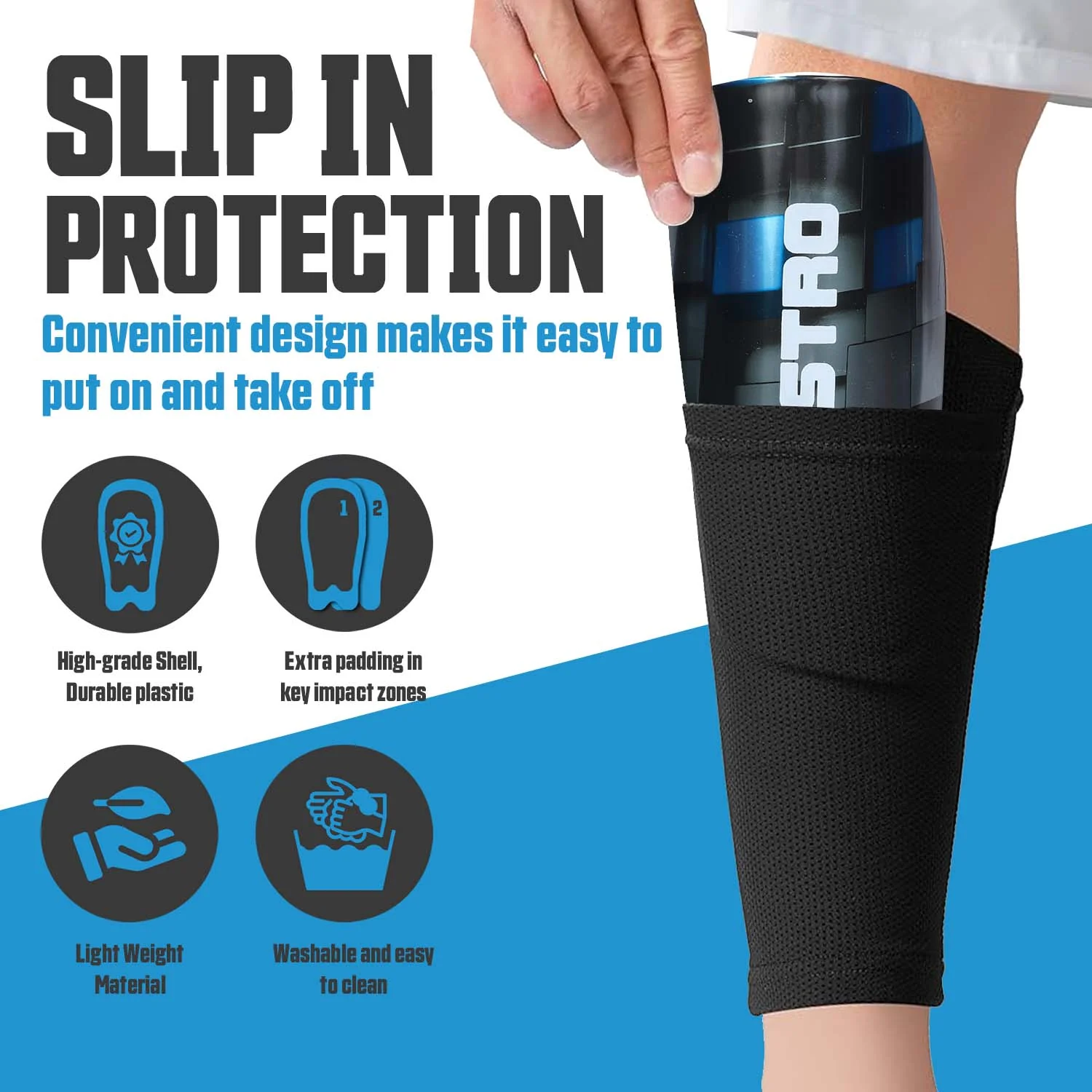 Synco Maestro Shin Guard For Football | Slipin Shin Guard | Medium Size - Image 3
