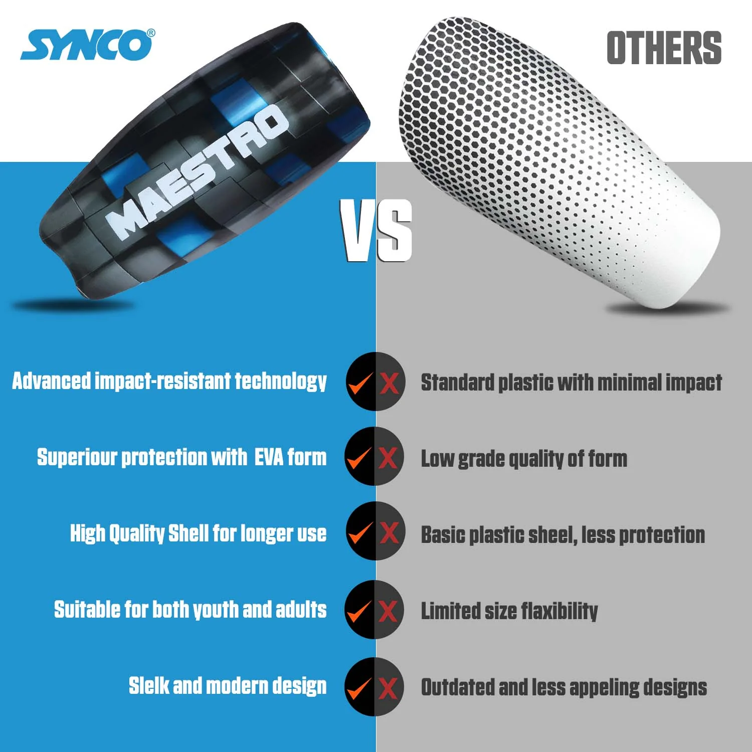 Synco Maestro Shin Guard For Football | Slipin Shin Guard | Medium Size - Image 5