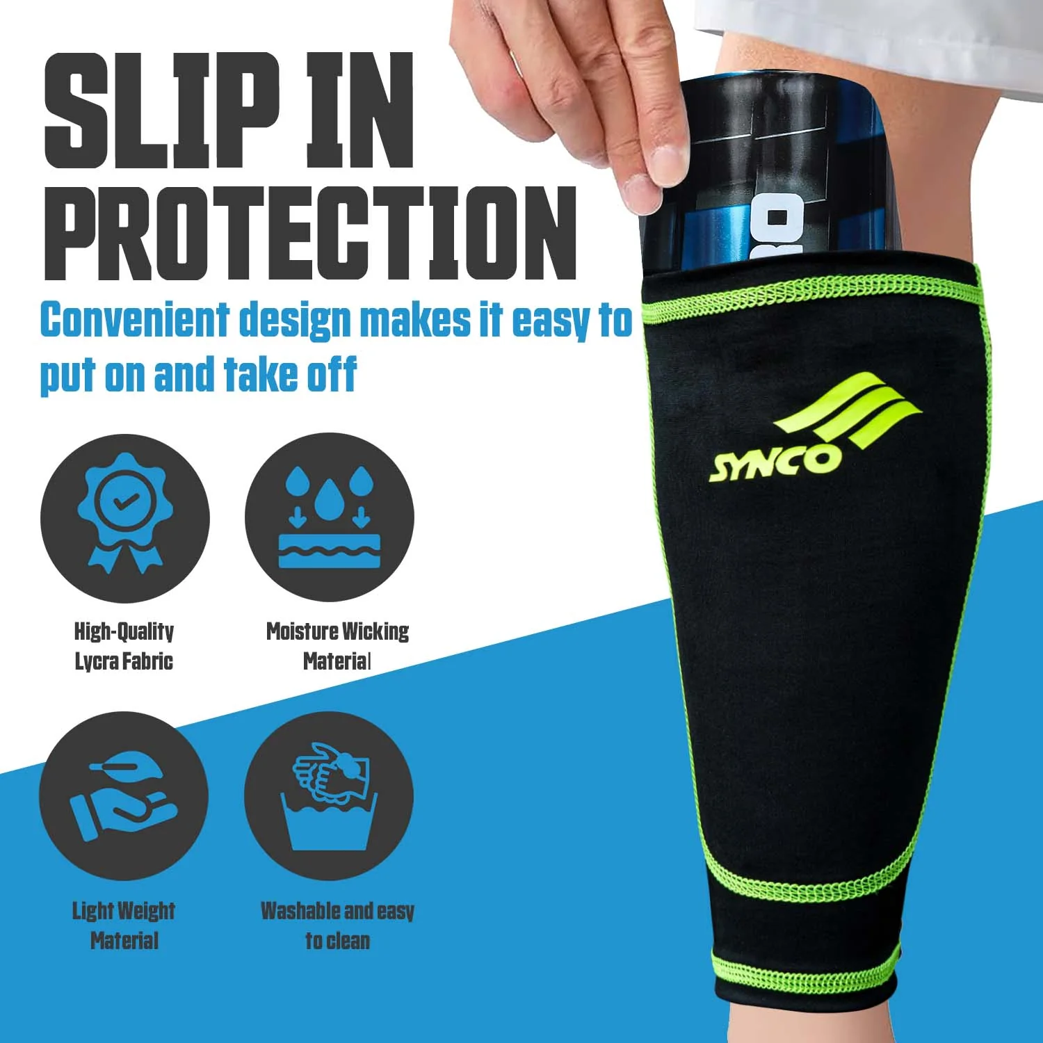 Synco Maestro Shin Guard with Sleeve combo | Shin Guard for Football | Size- Medium - Image 3