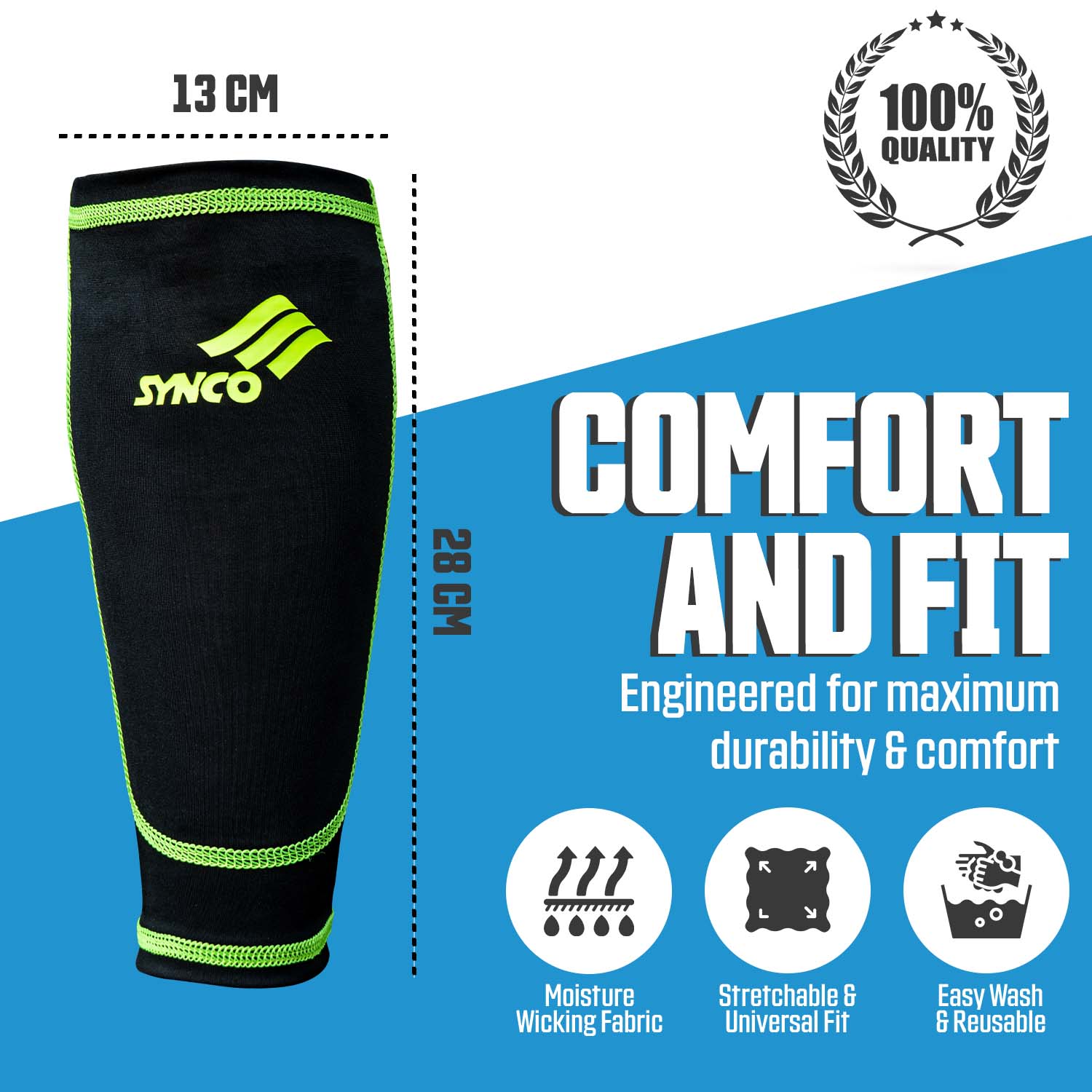 Synco Maestro Shin Guard with Sleeve combo | Shin Guard for Football | Size- Medium - Image 5