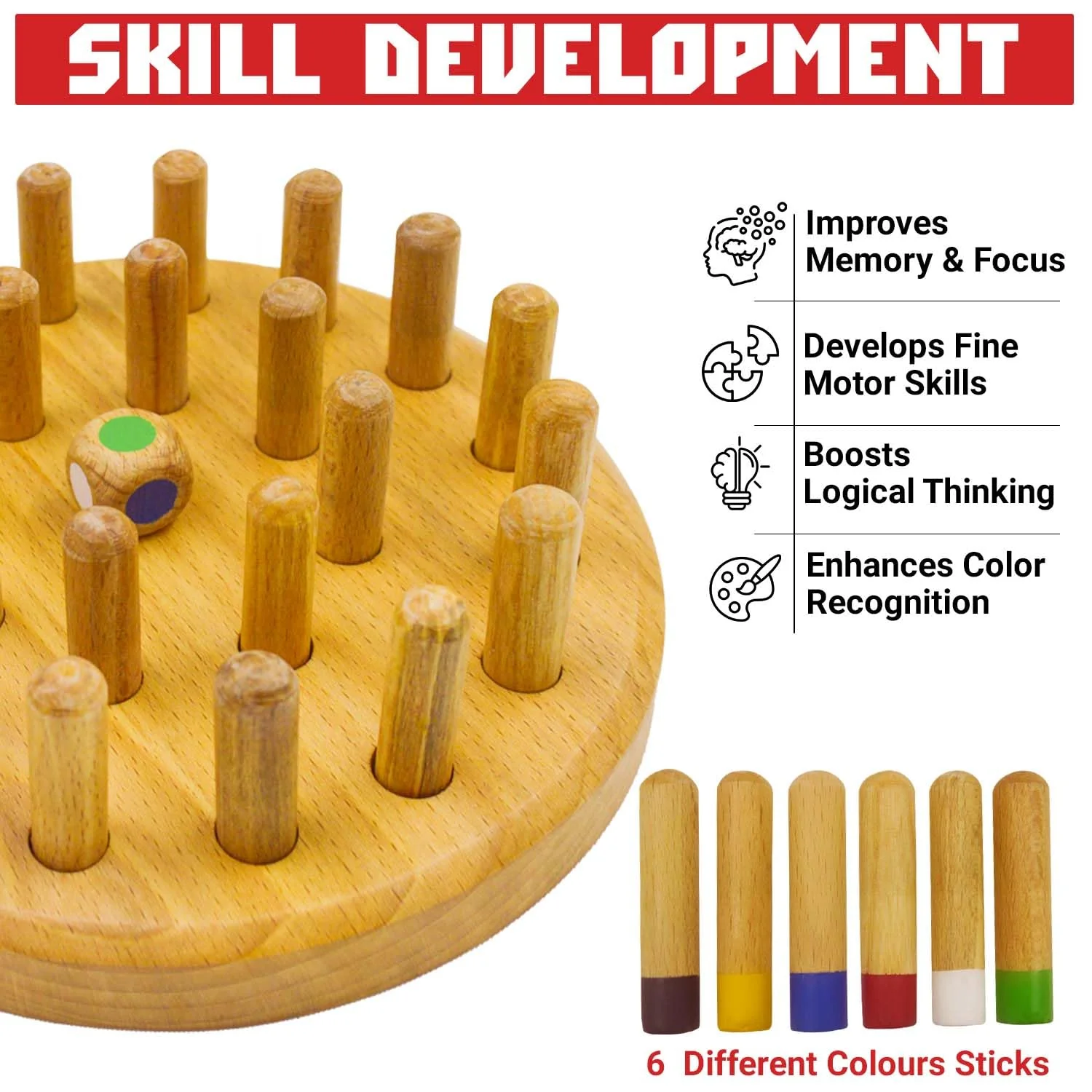 Memory Game - Colour Matching games (wooden) | Synco - Image 4