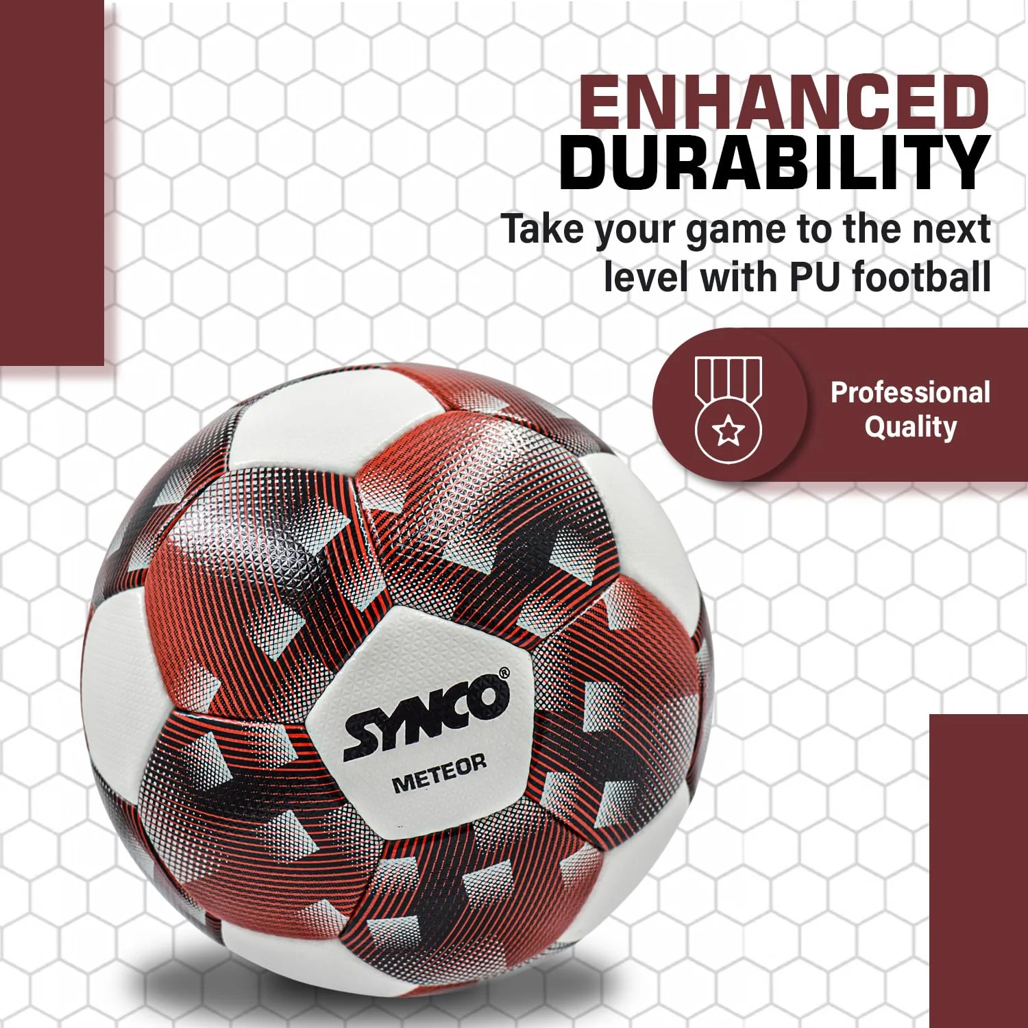 Synco Meteor Football | FIFA Standard Professional Match Ball | Hand Stitched PU Material | Size- 5 - Image 3