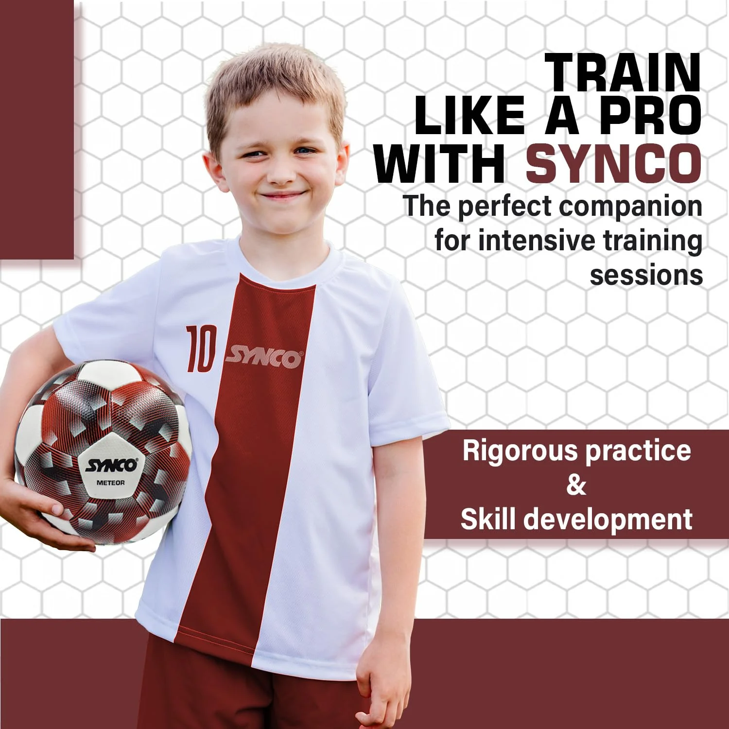 Synco Meteor Football | FIFA Standard Professional Match Ball | Hand Stitched PU Material | Size- 5 - Image 4
