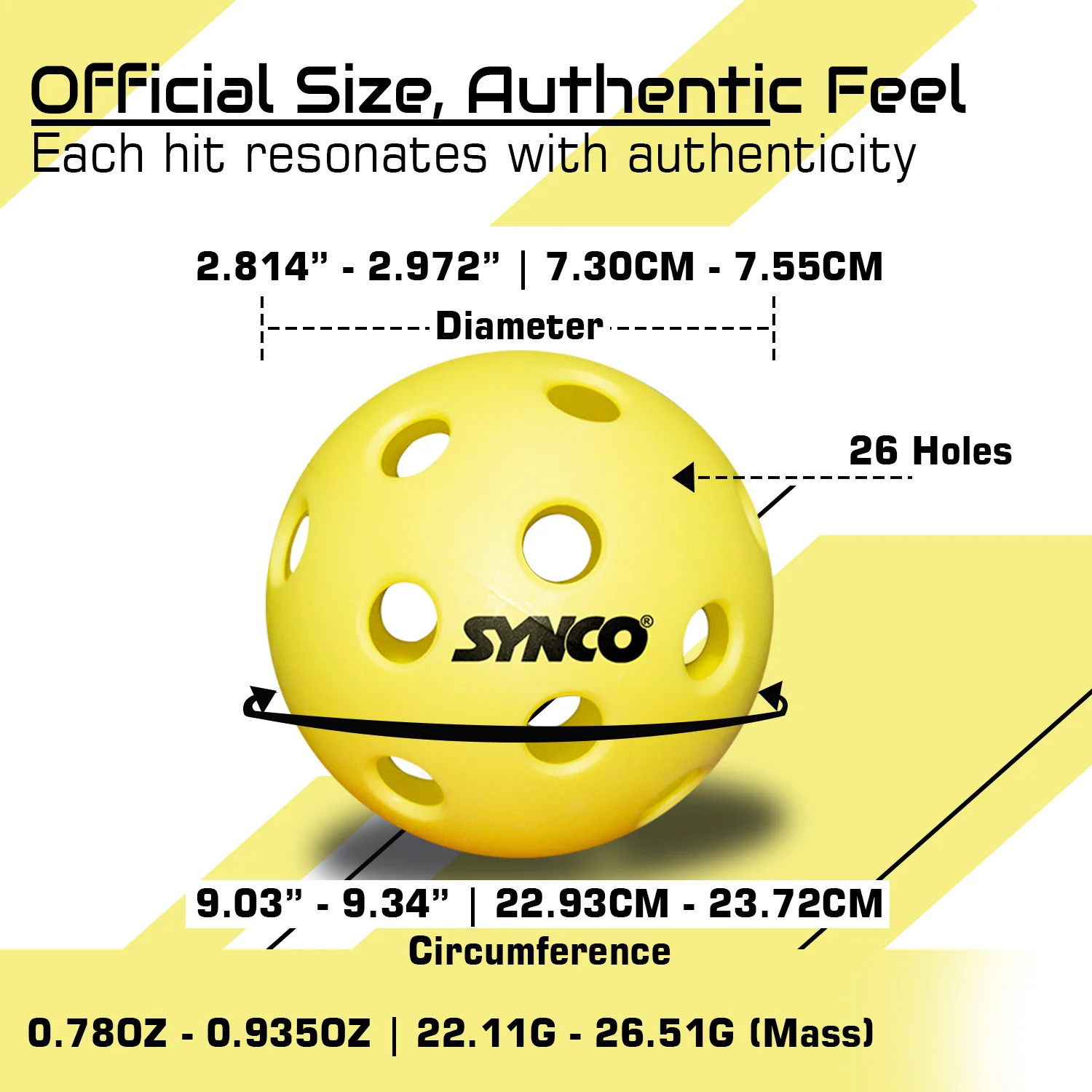 Synco Pickleball Ball S26 | High Performance Indoor Pickleball | Set of 6 - Image 5
