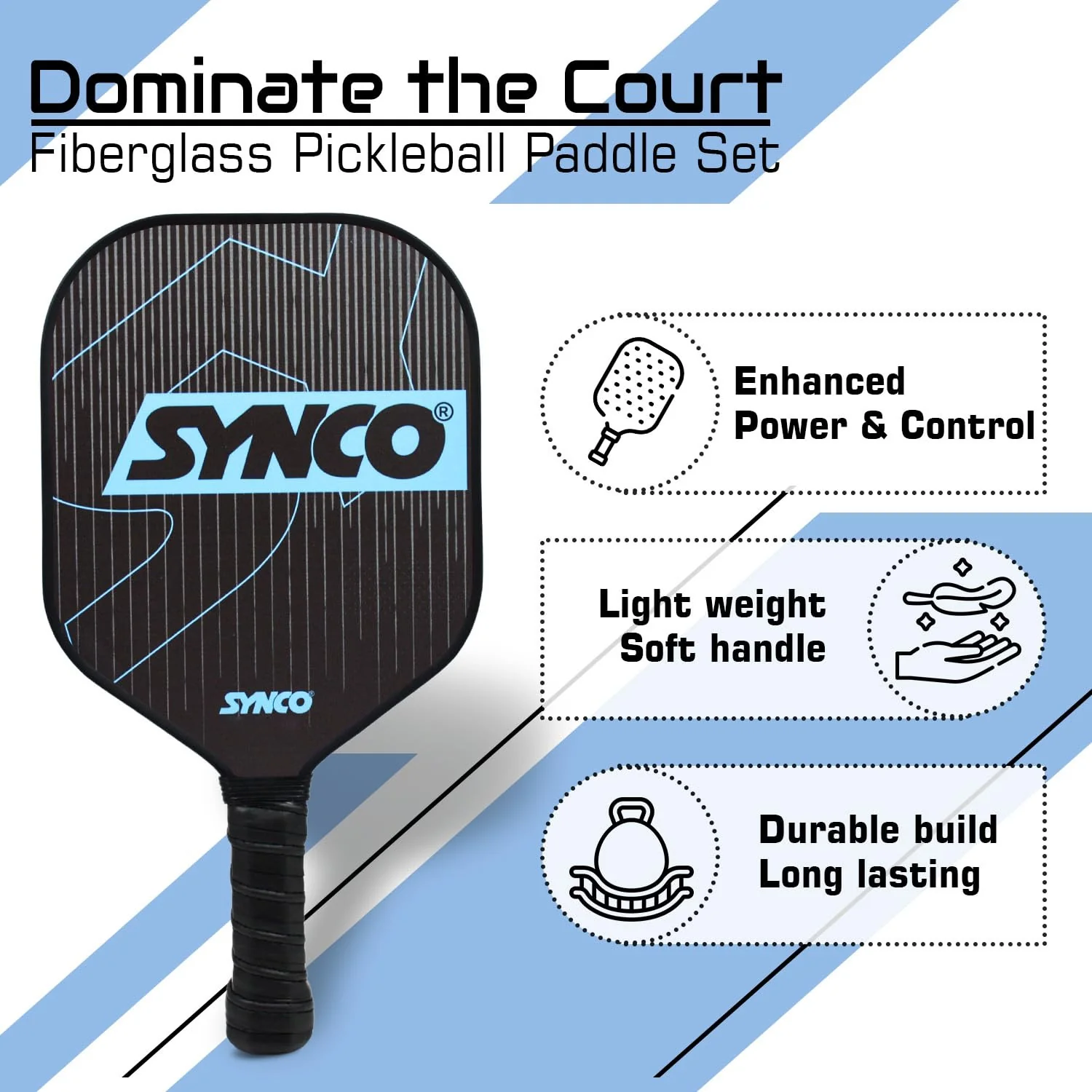 Synco Pickleball Paddle Carbonium Blue | Pickleball Racket Lightweight with 16mm Thickness - Image 3