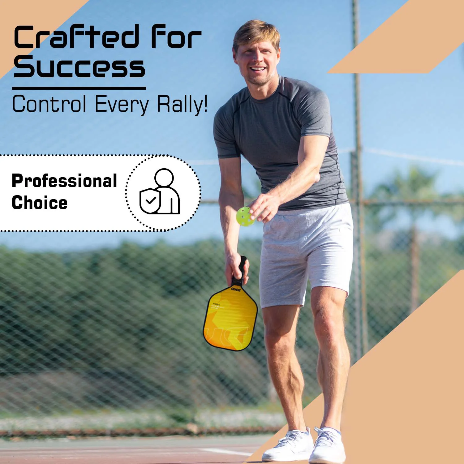 Synco Pickleball Paddle Set Hybrid Max Yellow | 2 Pickleball Rackets and 4 Pickleballs with Carry Bag | Fiberglass Lightweight Racket with Cushion Comfort Grip - Image 6