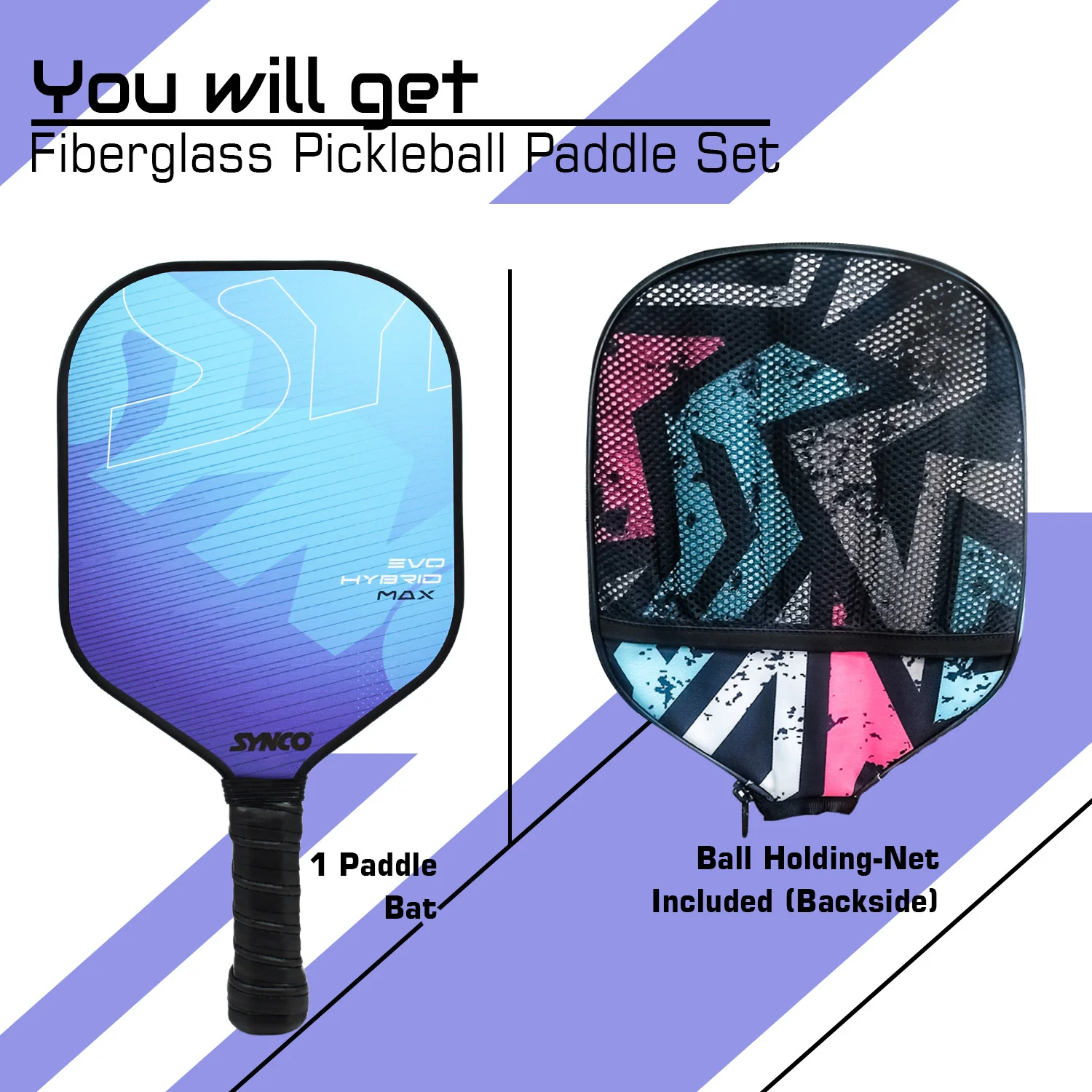 Synco Pickleball Paddle Hybrid Blue | Pickleball Racket Lightweight with 16mm Thickness - Image 6