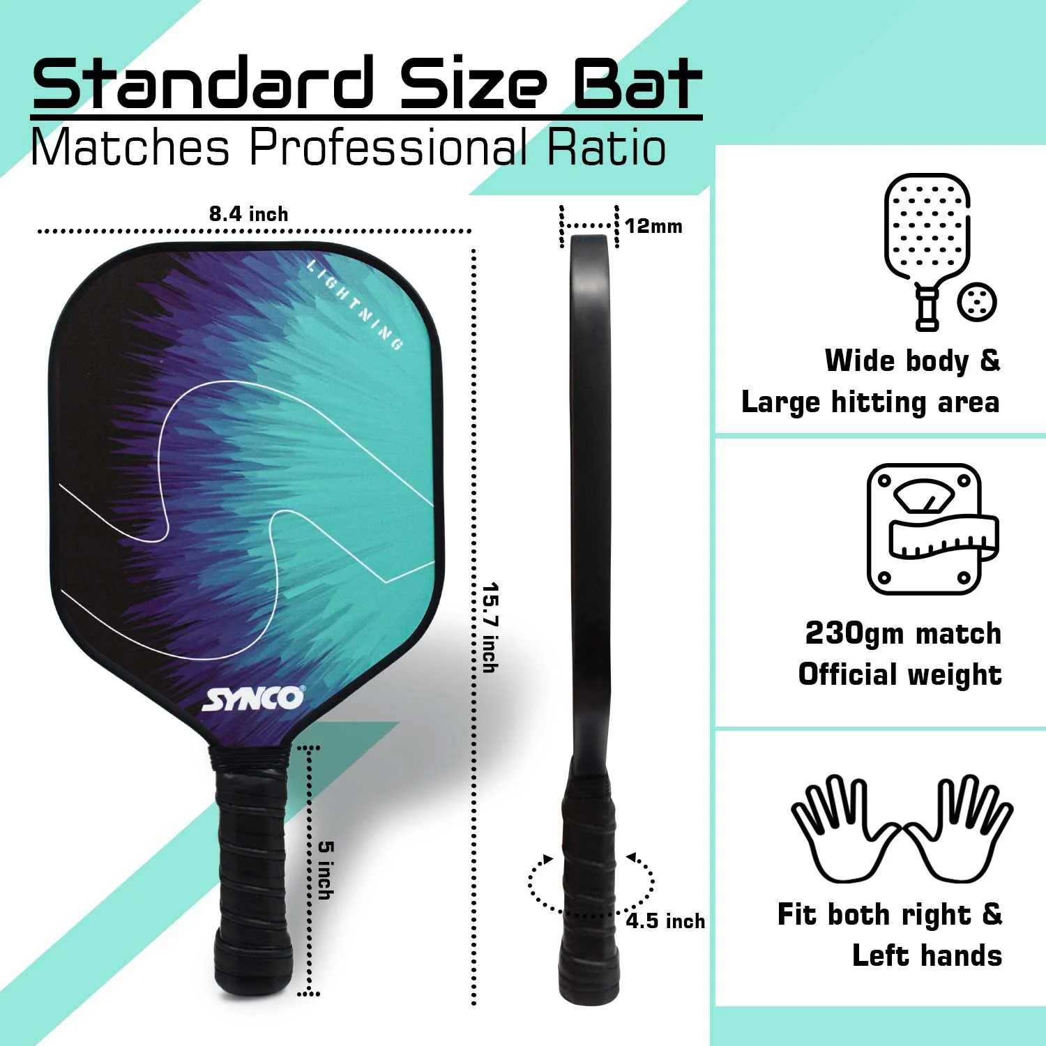 Synco Pickleball Paddle Lightning Blue - Image 5