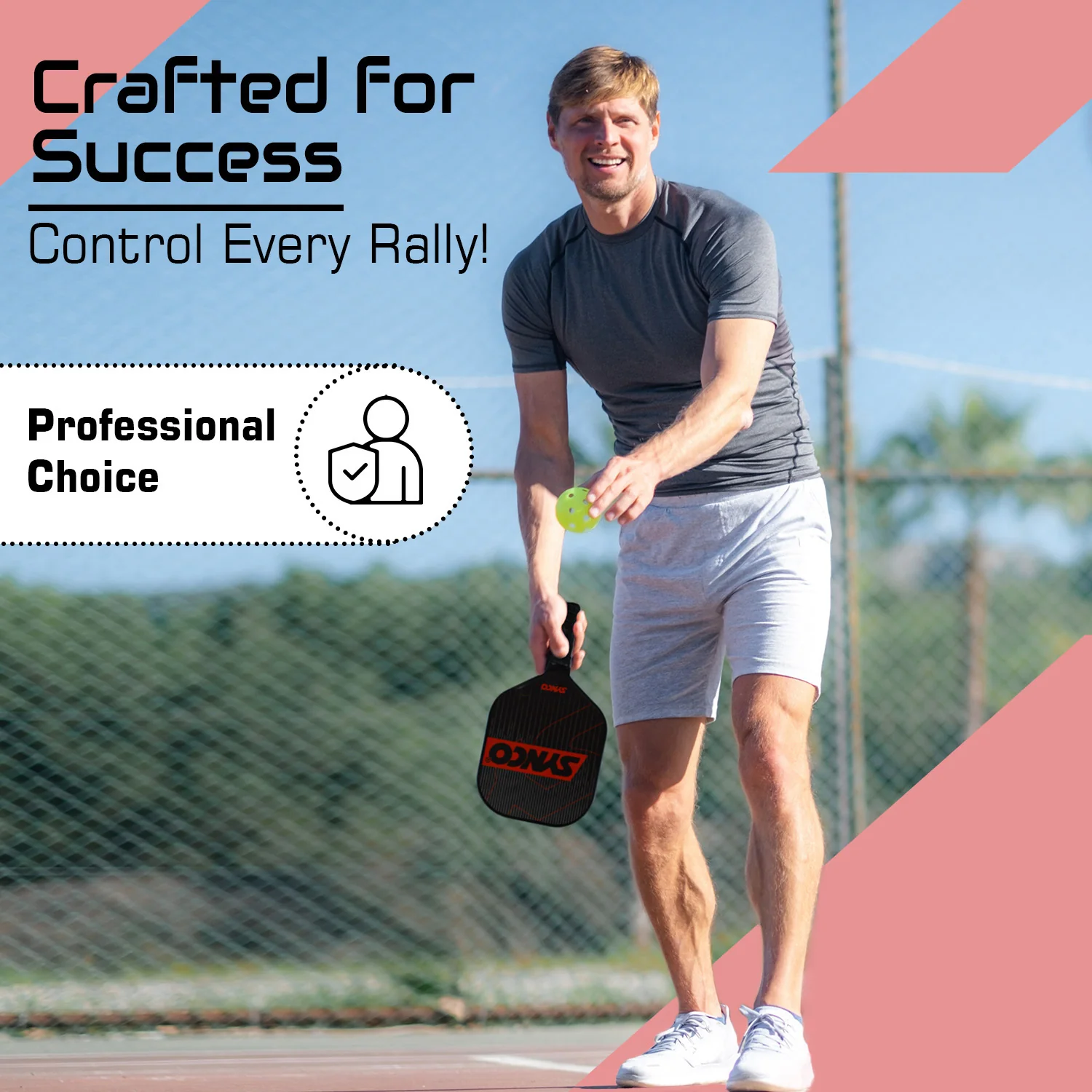 Synco Pickleball Paddle Set Carbonium Red | 1 Pickleball Rackets and 2 Pickleballs with Carry Bag | Fiberglass Lightweight Racket with Cushion Comfort Grip - Image 7