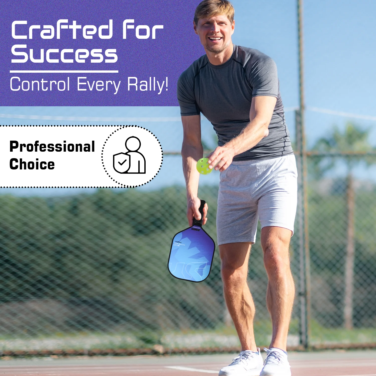 Synco Pickleball Paddle Set Hybrid Max Blue | 1 Pickleball Racket and 2 Pickleballs with Carry Bag | Fiberglass Lightweight Racket with Cushion Comfort Grip - Image 7