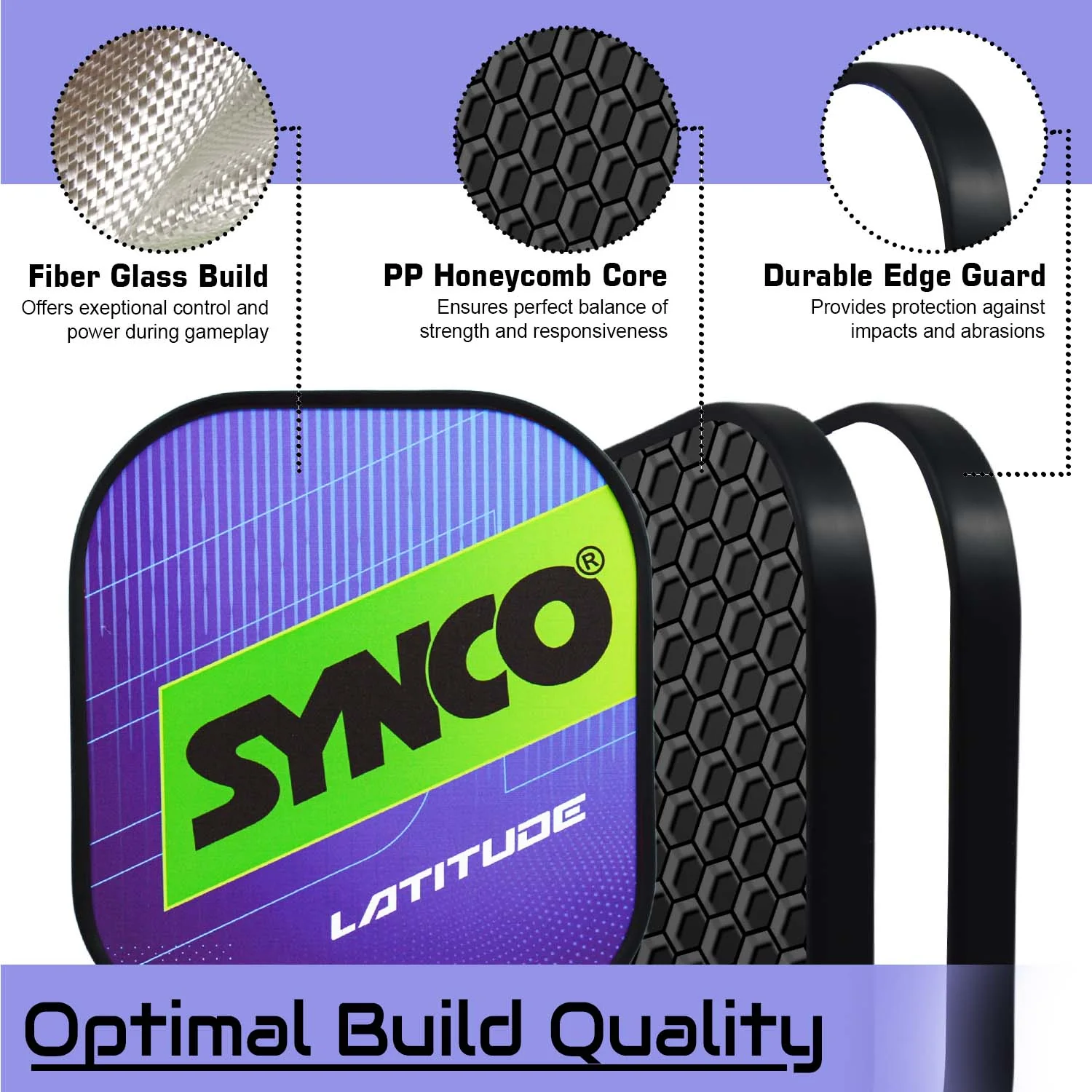 Synco Pickleball Paddle Set Latitude Blue | 1 Pickleball Racket and 2 Pickleballs with Carry Bag | Fiberglass Lightweight Racket with Cushion Comfort Grip - Image 6