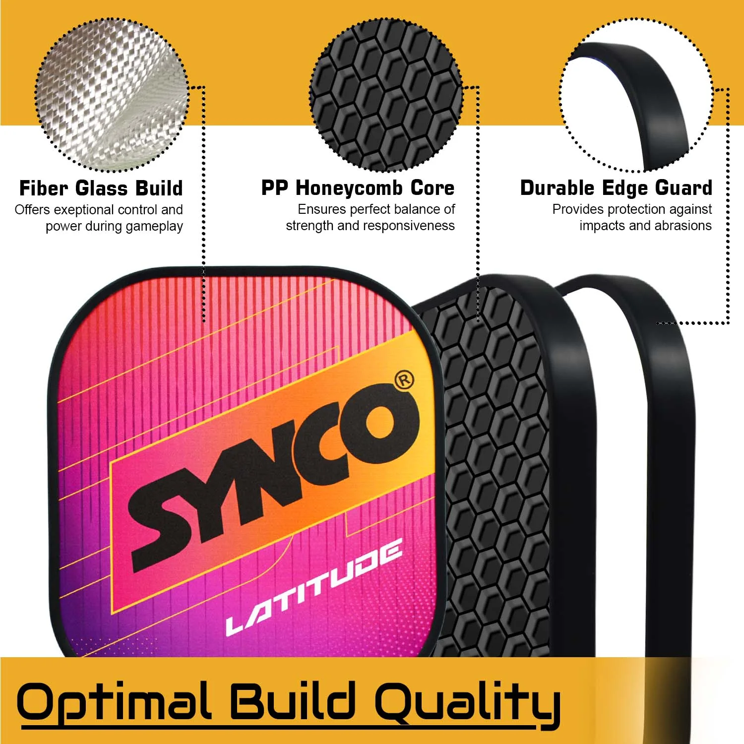 Synco Pickleball Paddle Set Latitude Pink | 1 Pickleball Racket and 2 Pickleballs with Carry Bag | Fiberglass Lightweight Racket with Cushion Comfort Grip - Image 4