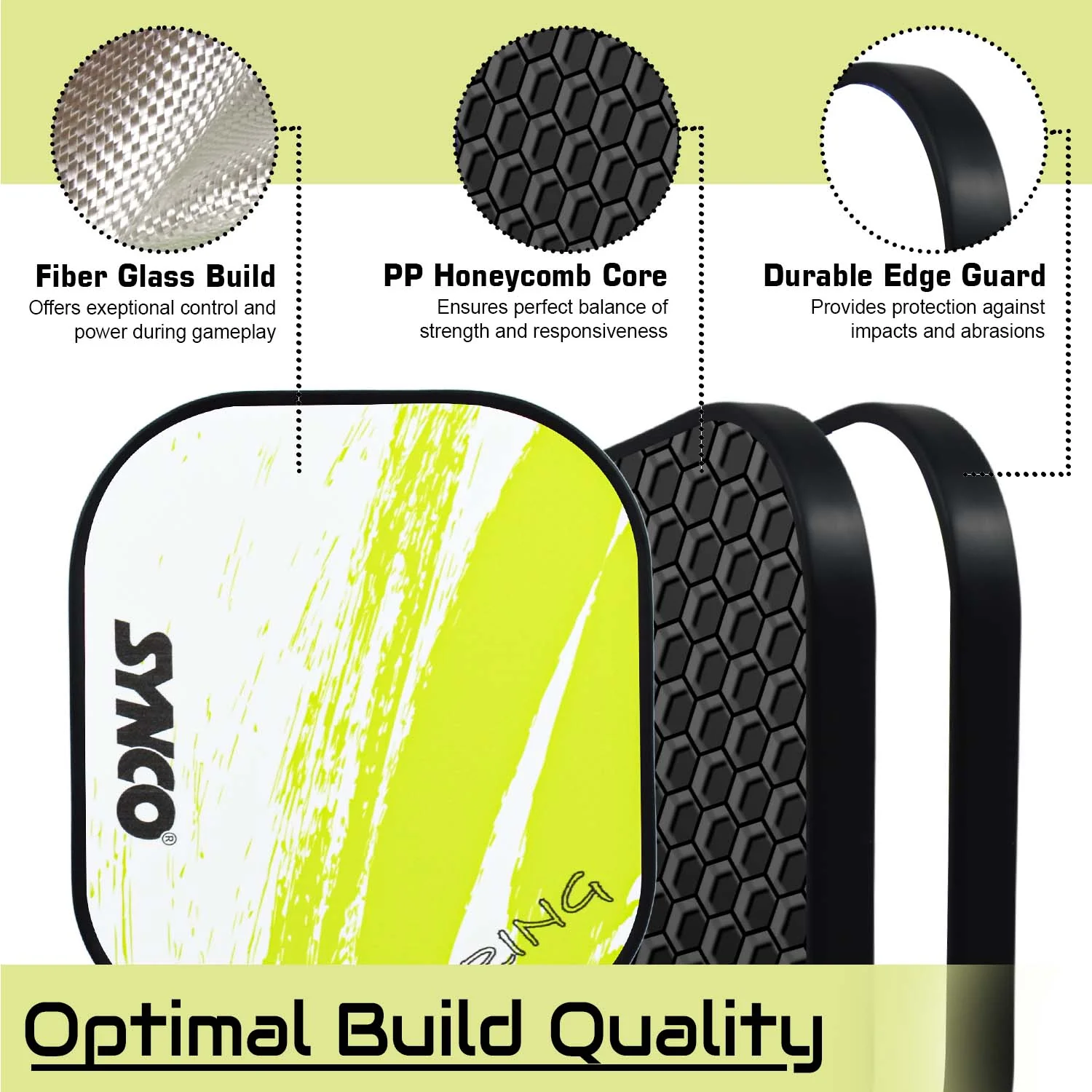 Synco Pickleball Paddle Spring Green | Pickleball Racket Lightweight with 12mm Thickness - Image 4