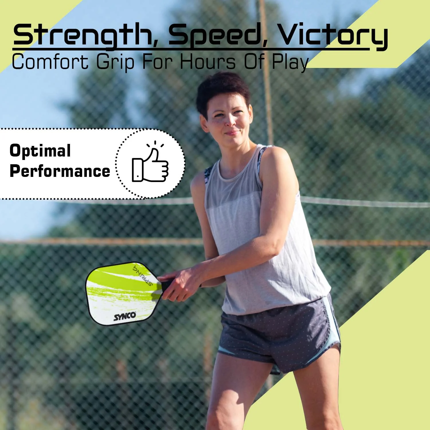 Synco Pickleball Paddle Spring Green | Pickleball Racket Lightweight with 12mm Thickness - Image 7