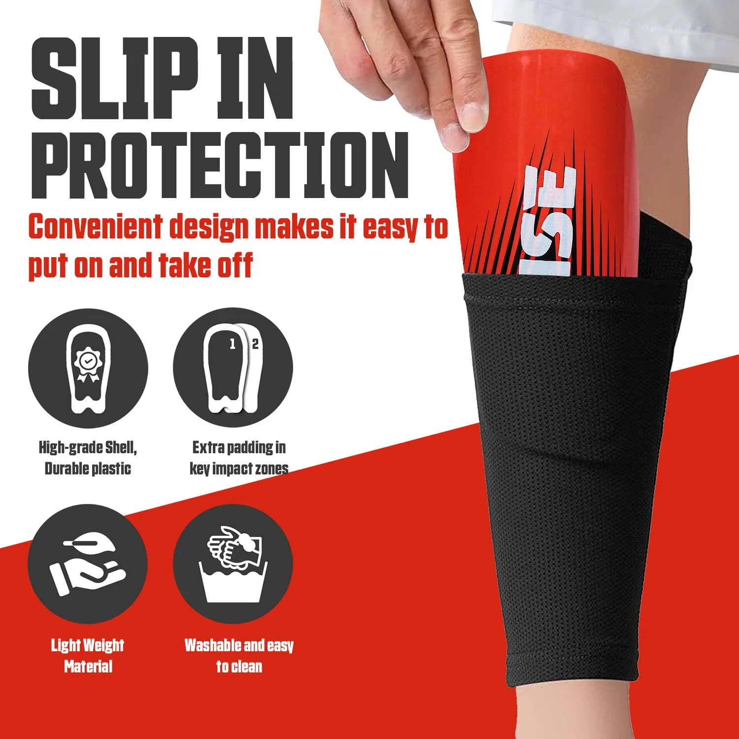 Synco Rise Shin Guard for Football | Slipin Shin Guard | Medium Size - Image 3