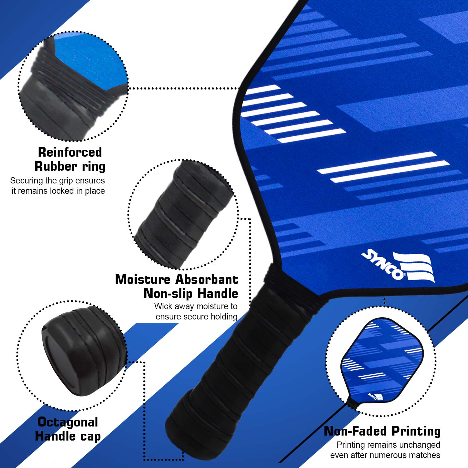 Synco Slash Carbon Fiber Pickleball Paddle Set | 2 Racket, 4 Pickleballs with Carry Bag | 16mm Professional Paddle - Image 3
