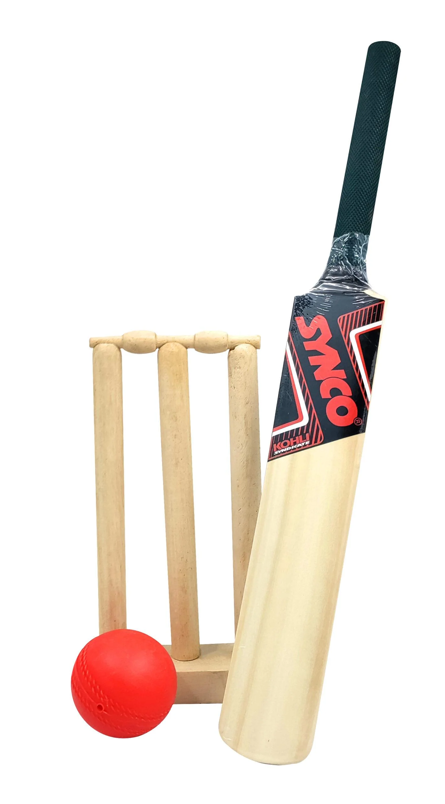 Synco Wooden Mini Cricket Set with one bat,Three Stumps wickets and 1 Ball for Kids - Image 5