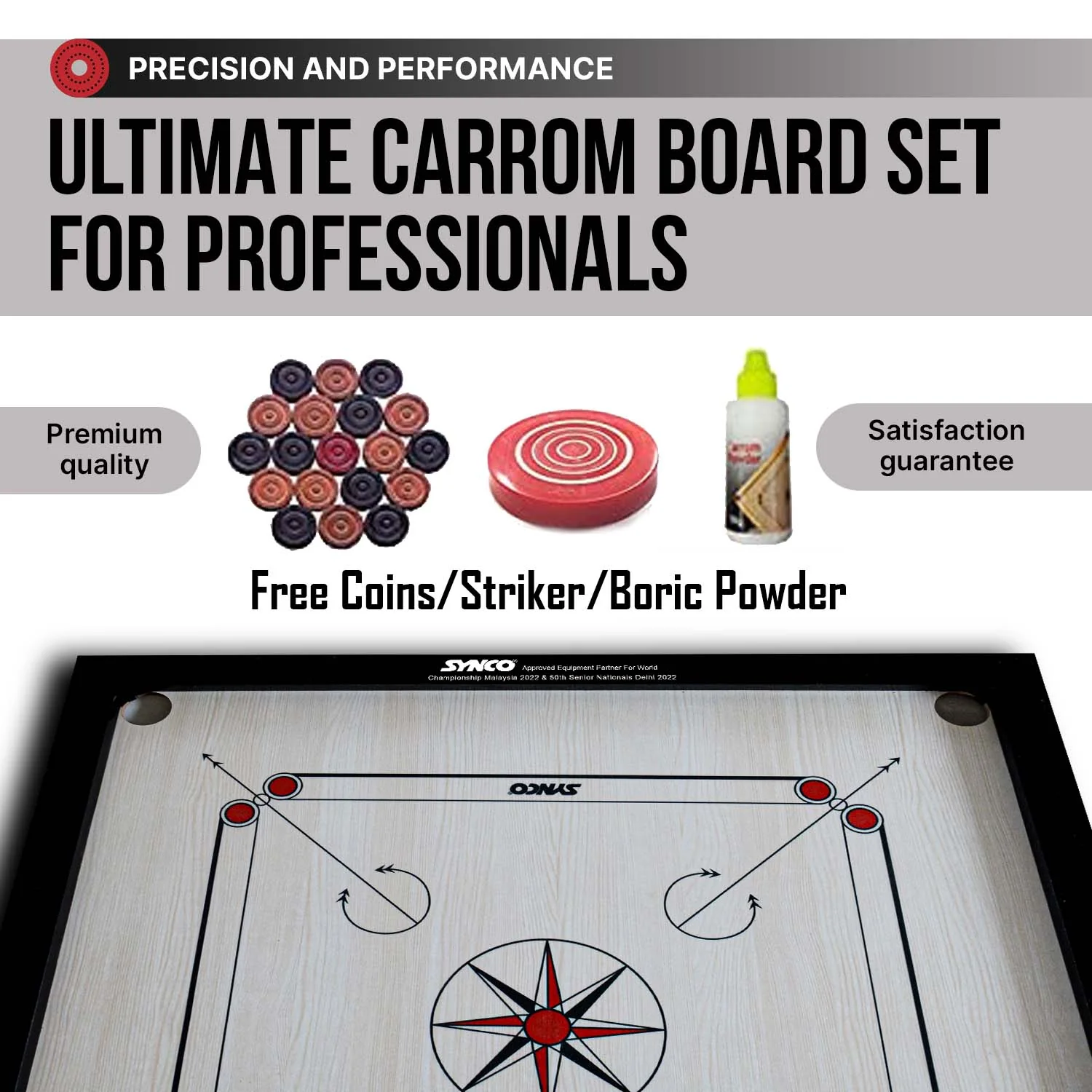 Synco 32 Inch Chakri Carrom Board | Beginner Carrom for Home & Practice - Image 3
