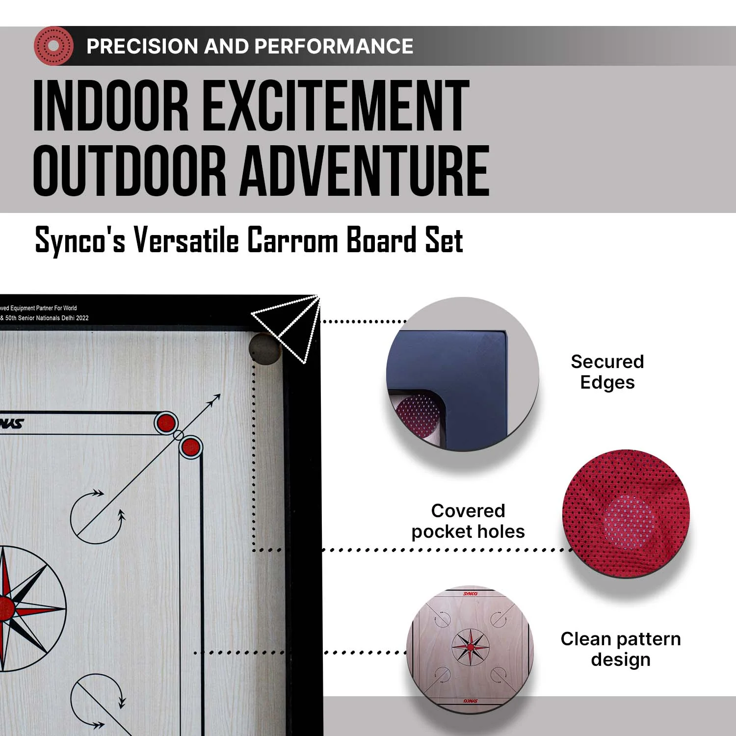 Synco 32 Inch Chakri Carrom Board | Beginner Carrom for Home & Practice - Image 5