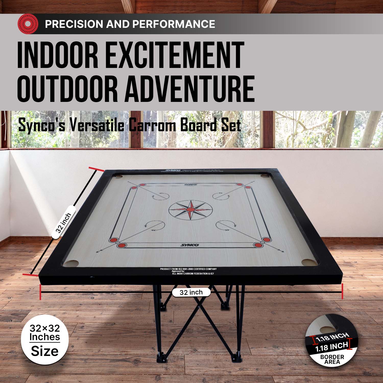 Synco 32 Inch Chakri Carrom Board | Beginner Carrom for Home & Practice - Image 8