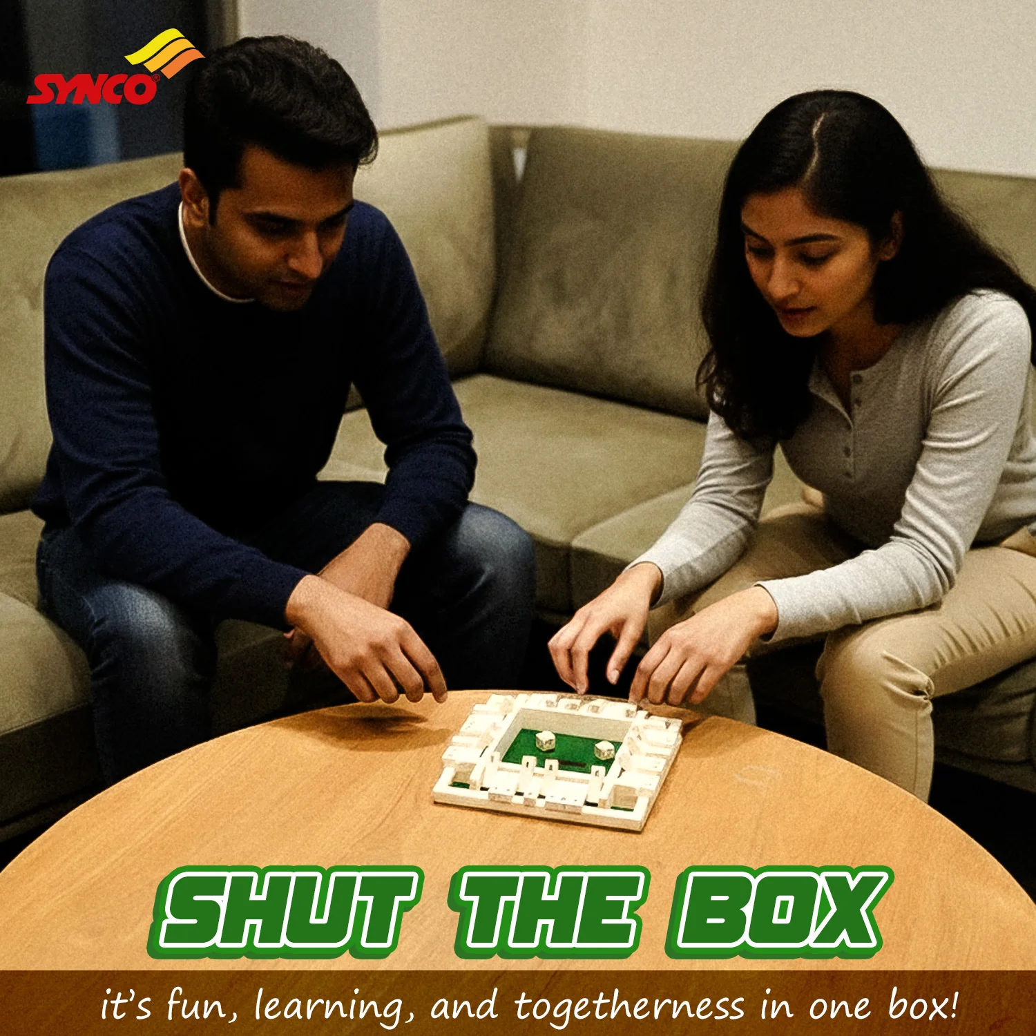 Synco 4 Players Shut The Box Dice Wooden Game - Image 6