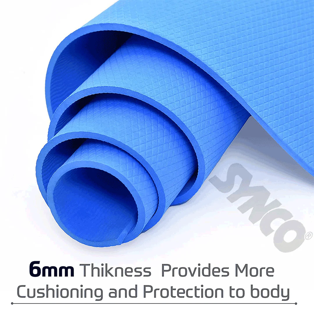 Synco Yoga Mat with Carrying Strap (Color: Blue) - Image 3