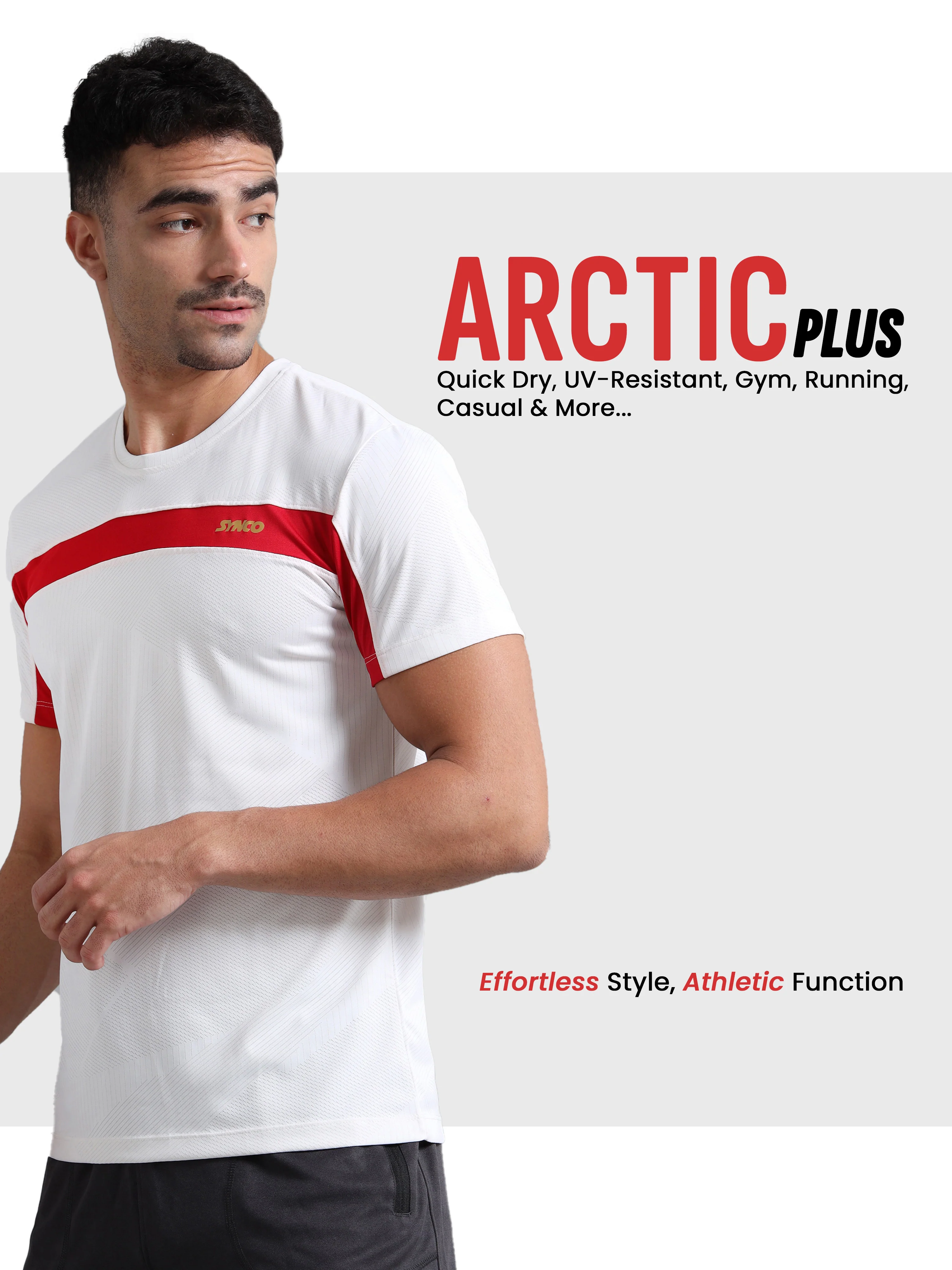 Synco Arctic Plus Sports Tshirt for Men (White) - Image 2
