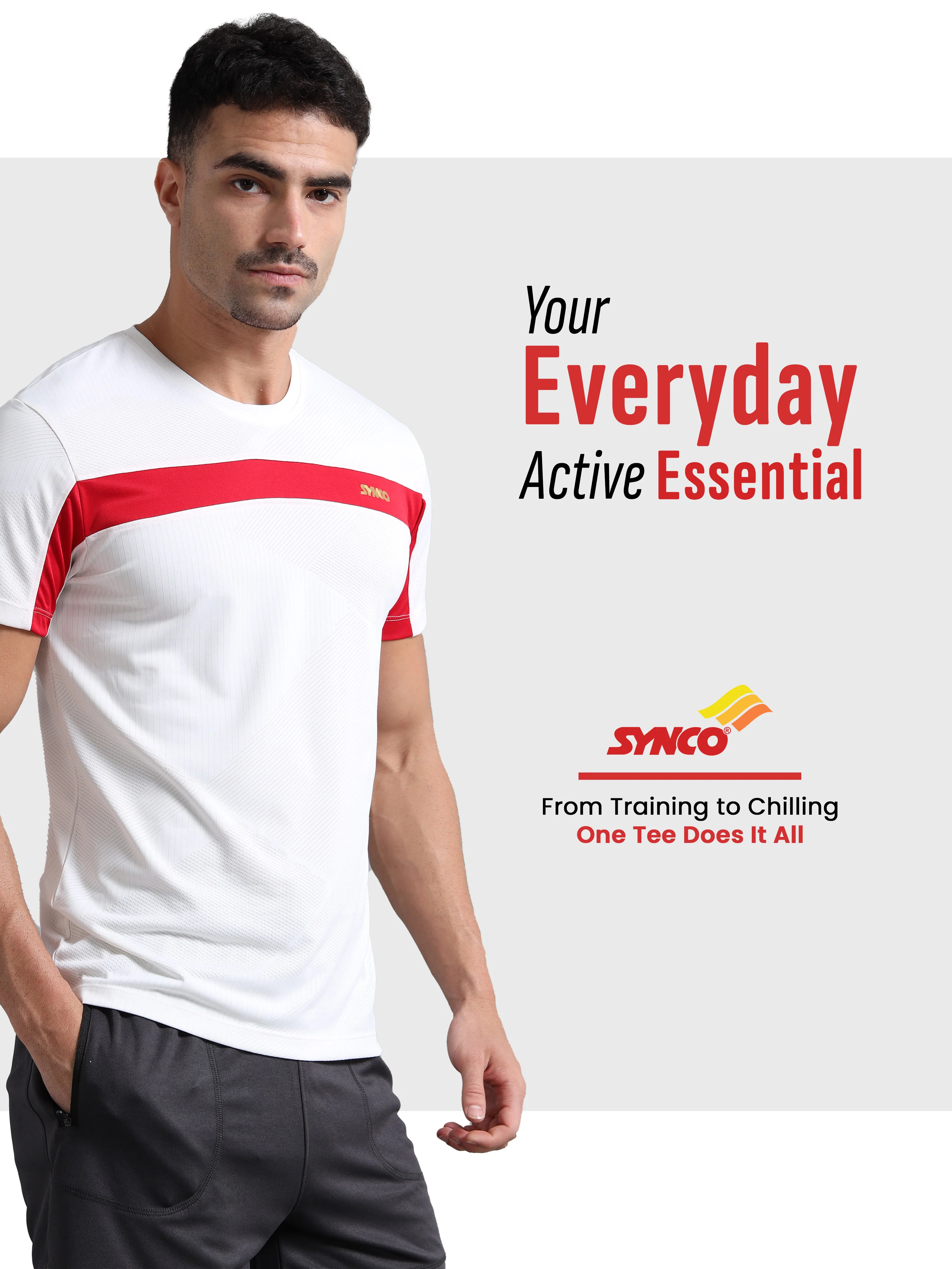 Synco Arctic Plus Sports Tshirt for Men (White) - Image 3